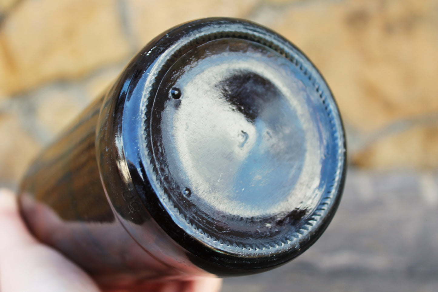 Vintage brown glass vine bottle - 12 inches - Soviet Glass Wine Bottle - USSR made bottle - 1960-1970s