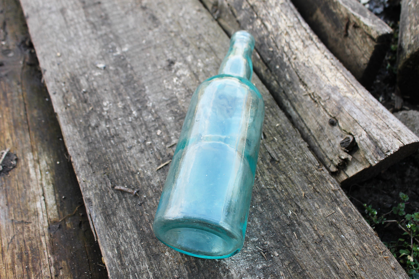 Vintage blue glass vine, vodka bottle - 9.8 inches - Soviet Glass Bottle - USSR made bottle - 1960-1970s