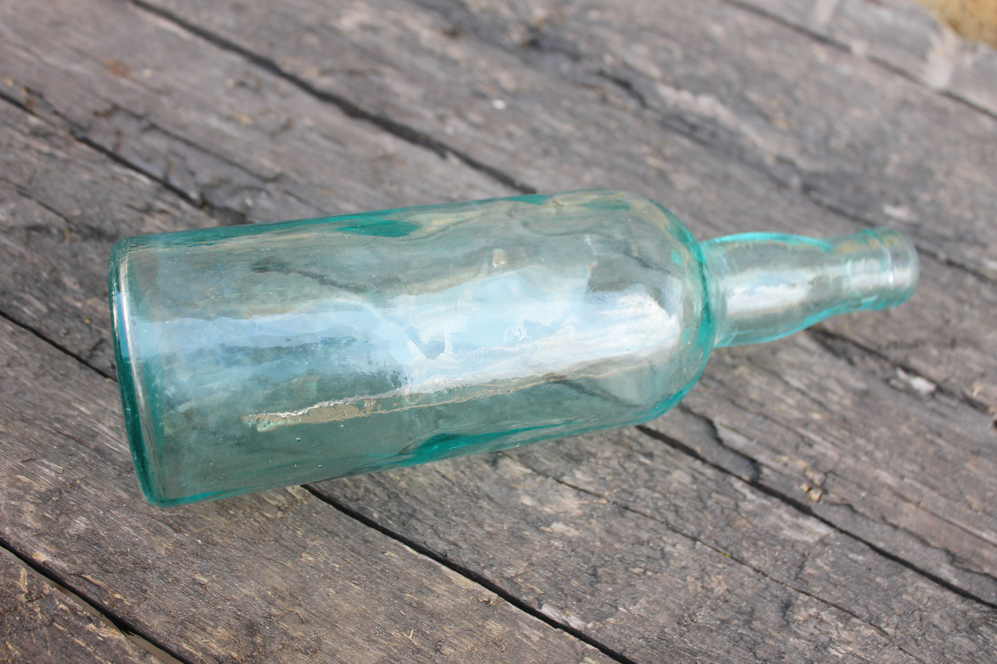 Vintage blue glass vine, vodka bottle - 9.8 inches - Soviet Glass Bottle - USSR made bottle - 1960-1970s