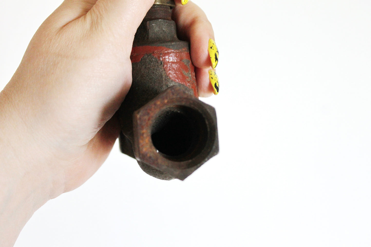 Vintage Industrial Metal Water Valve | Heavy Cast Iron Gate Valve with Blue Handle | Steampunk Decor, Loft Accent, Plumbing Salvage - 1960s