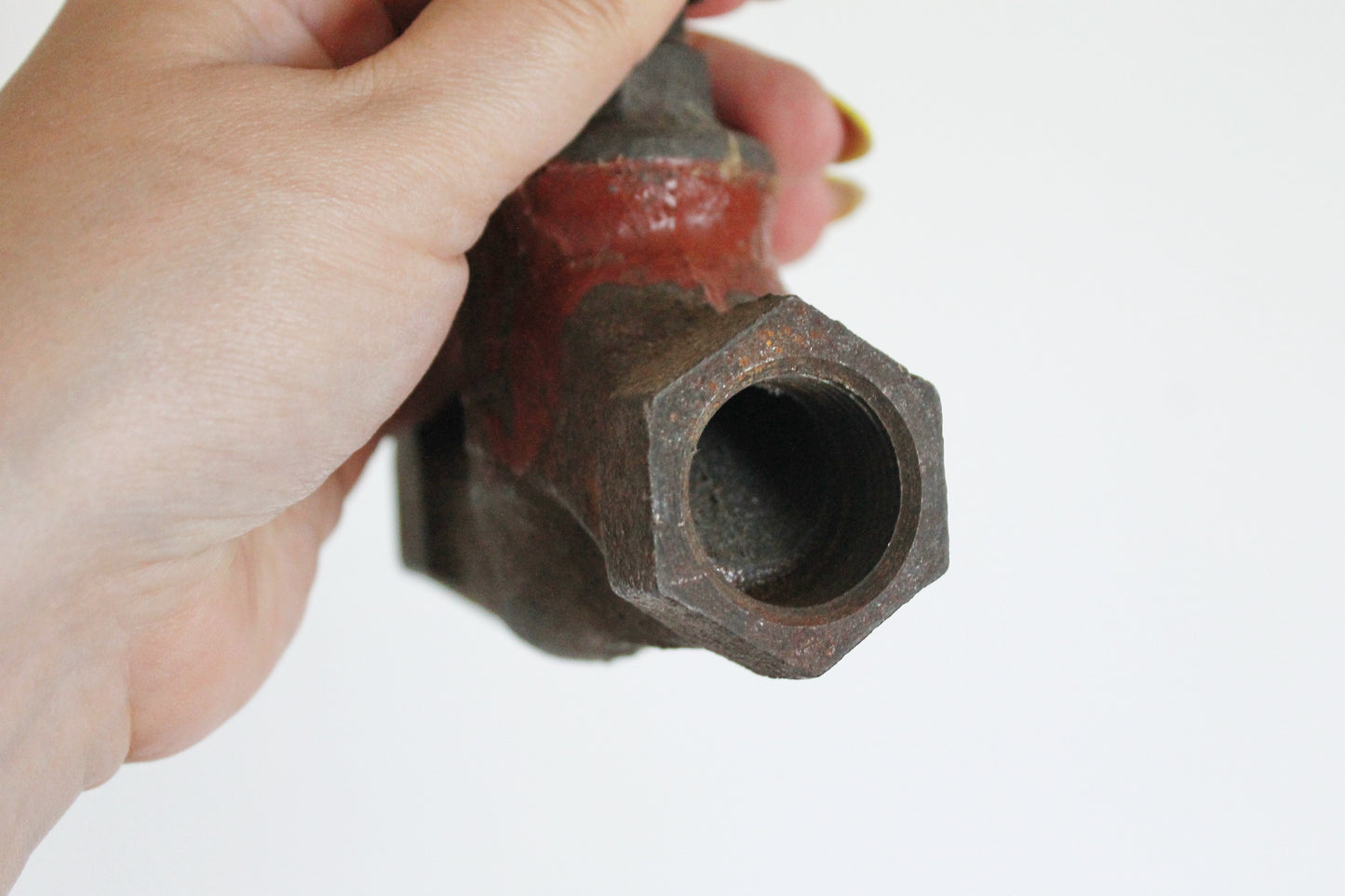 Vintage Industrial Metal Water Valve | Heavy Cast Iron Gate Valve with Blue Handle | Steampunk Decor, Loft Accent, Plumbing Salvage - 1960s