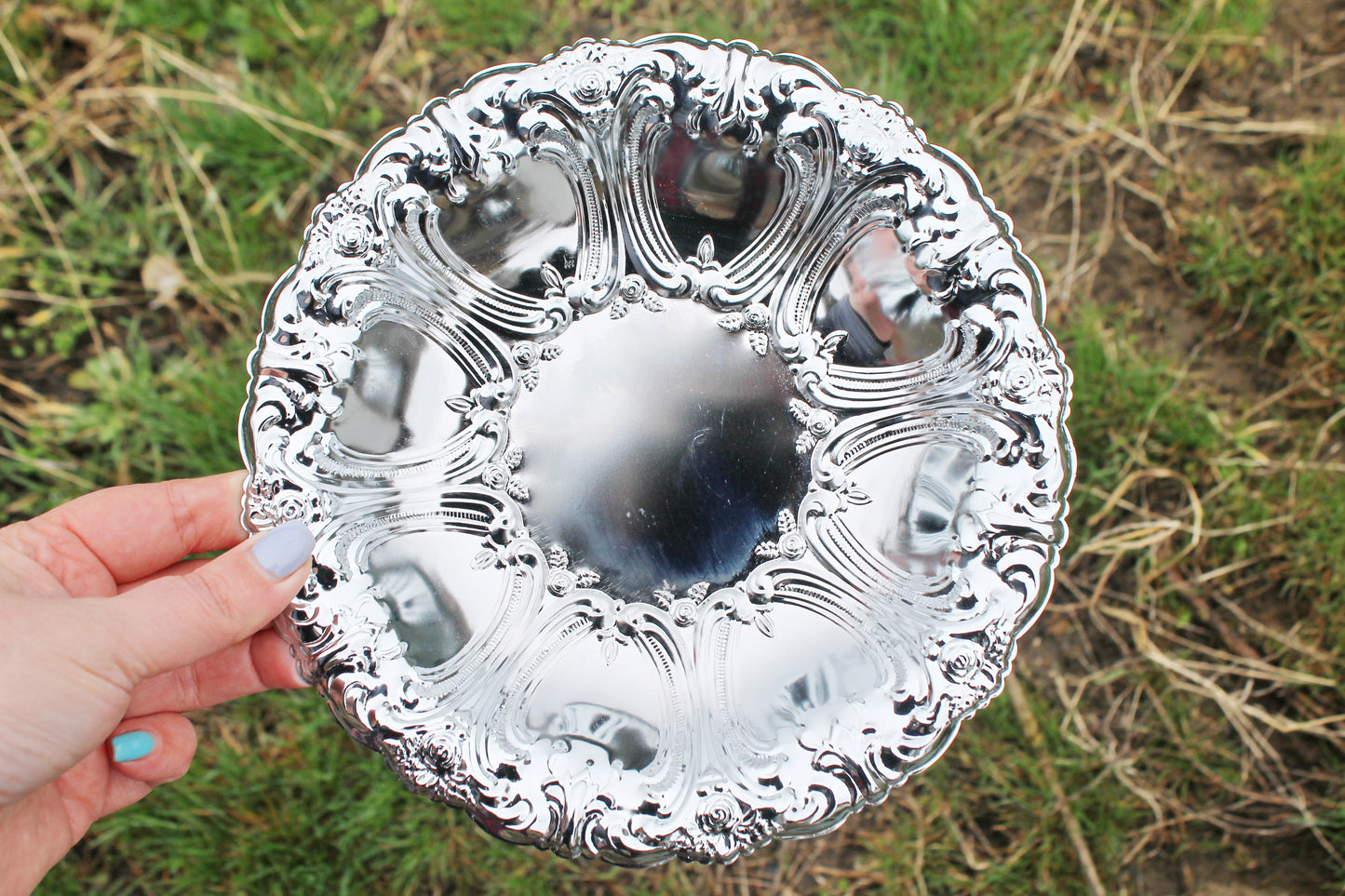 Vintage silver-plated fruit plate - lightweight - fruity serving bowl - 1970-1980 - vintage silver plate