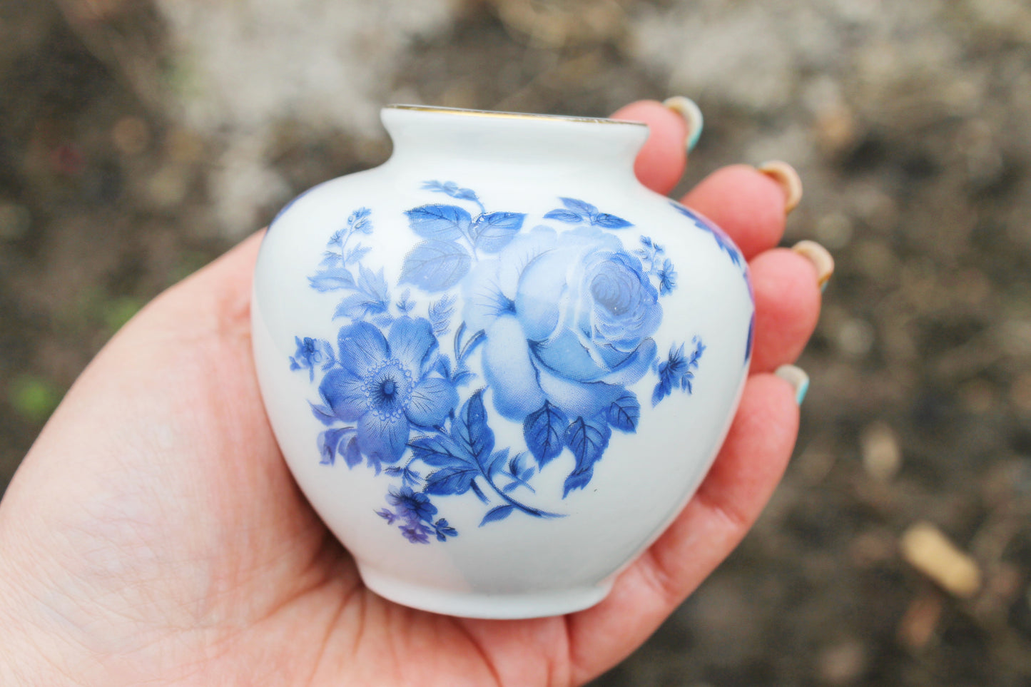 Vintage porcelain small vase 2.8 inches - made in Germany - mini vase - cute vintage mini vase - 1960-1970s