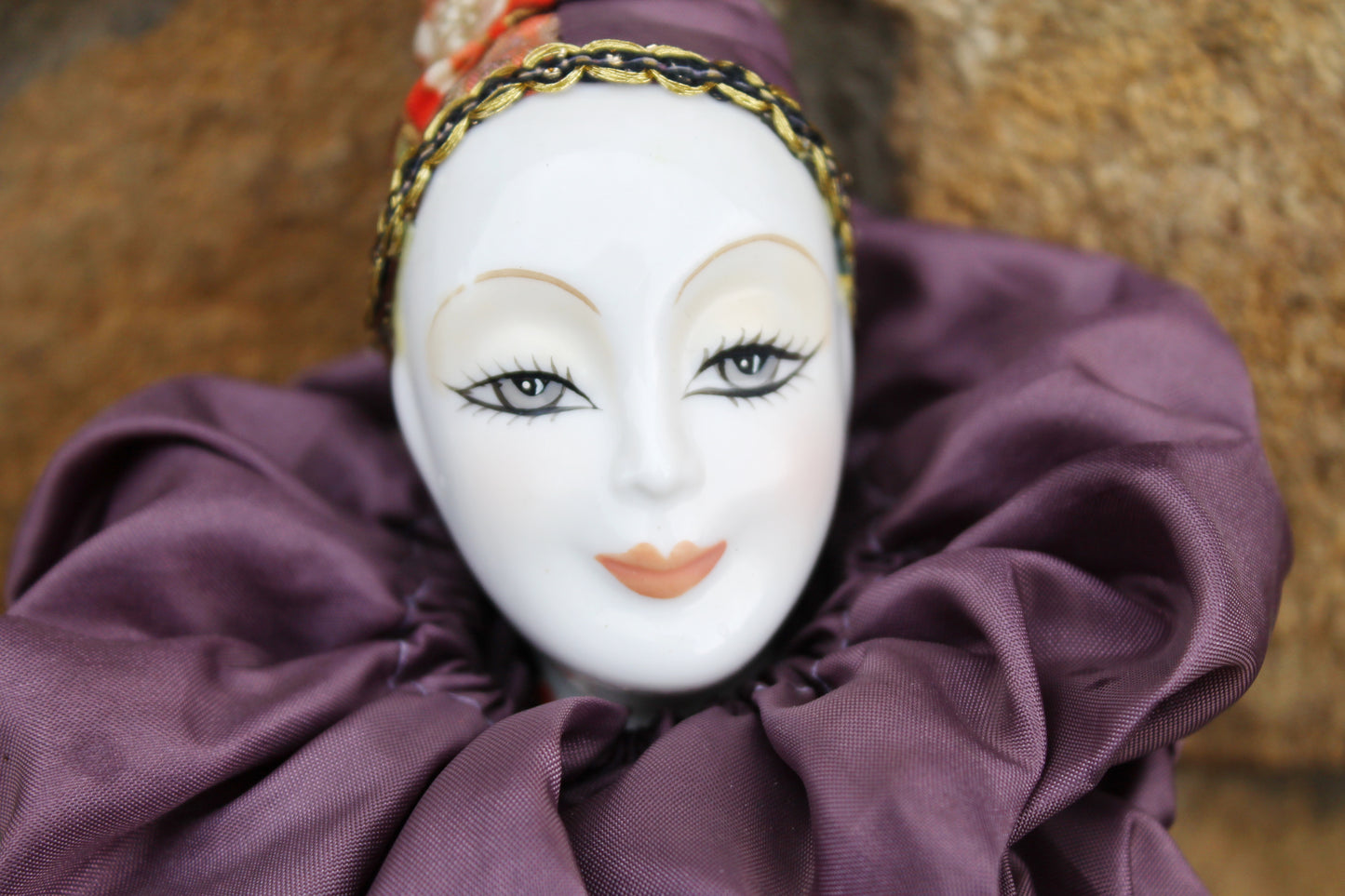 Vintage porcelain Venetian doll - Harlequin - 16.5 inches- collectible doll - porcelain doll - decor doll - 1980s
