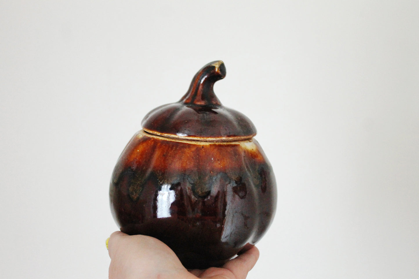Vintage Ceramic Pumpkin Casserole Dish - Storage Jar - Old Brown Pot Ukrainian traditional jar - pottery jug - handmade pottery jug - 1990s