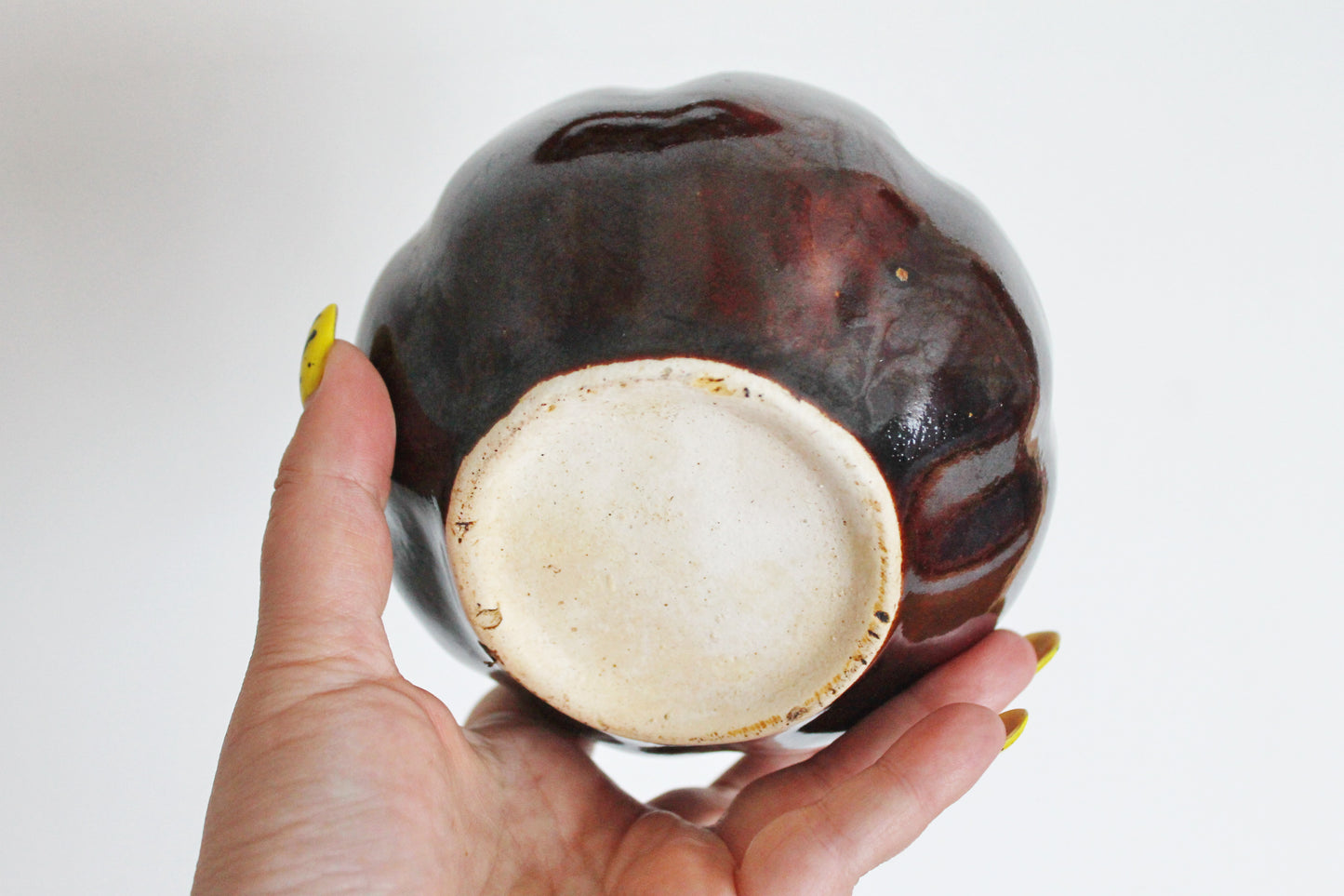 Vintage Ceramic Pumpkin Casserole Dish - Storage Jar - Old Brown Pot Ukrainian traditional jar - pottery jug - handmade pottery jug - 1990s