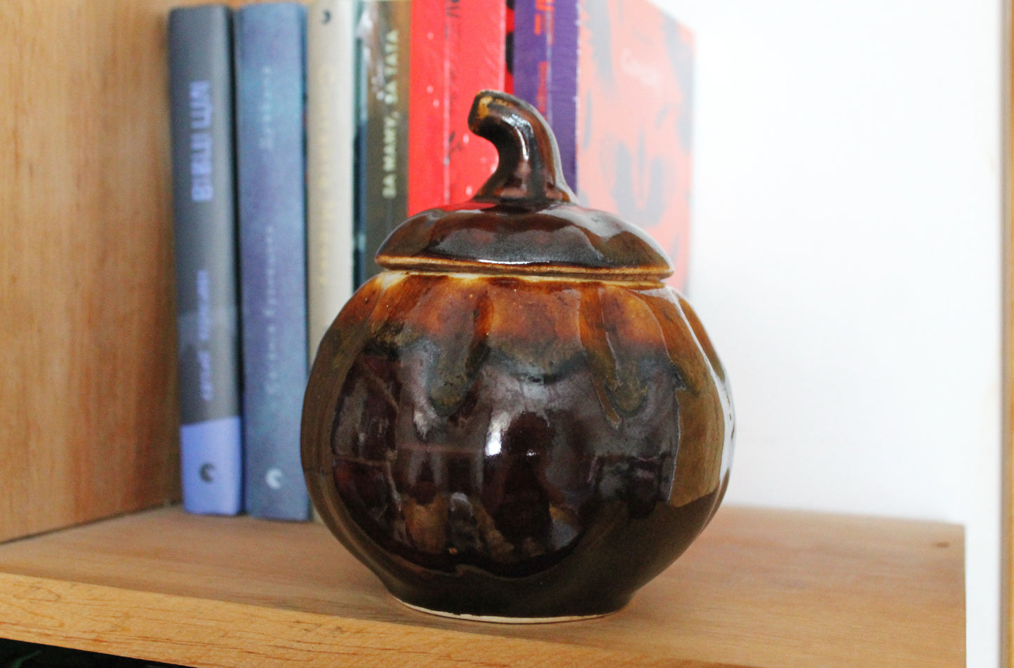 Vintage Ceramic Pumpkin Casserole Dish - Storage Jar - Old Brown Pot Ukrainian traditional jar - pottery jug - handmade pottery jug - 1990s