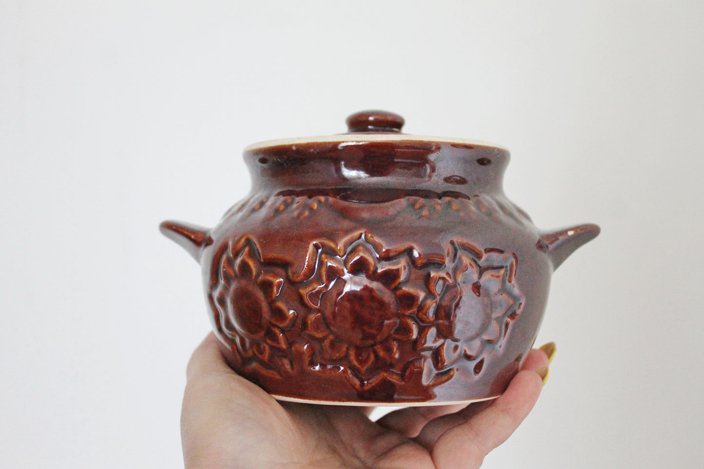 Vintage Brown Ceramic Cooking Pots Set of 4 - Rustic Clay Casserole Pots with Lids - Oven-Safe Clay Pots - Ukrainian Kitchenware - 1990s