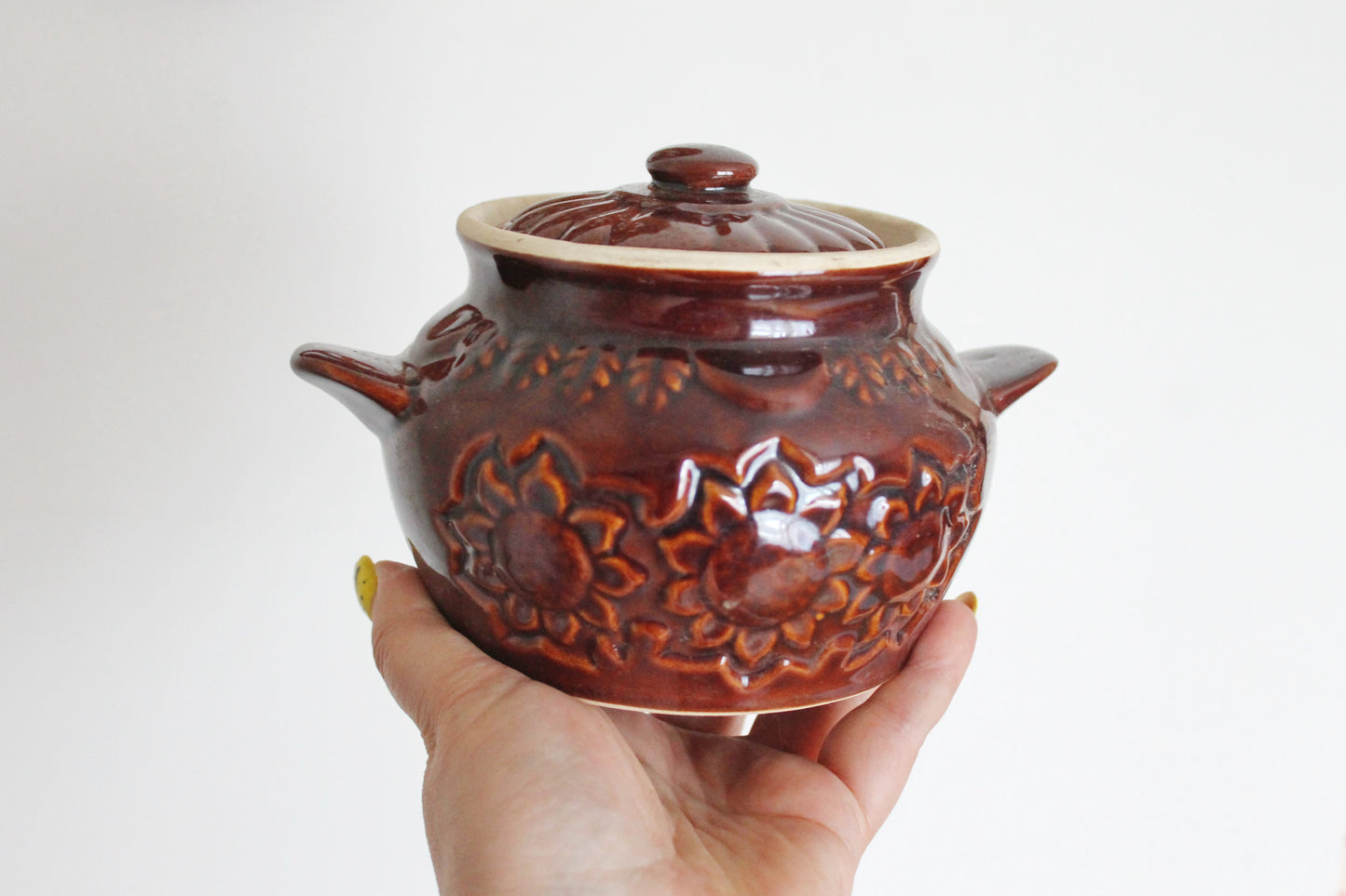 Vintage Brown Ceramic Cooking Pots Set of 4 - Rustic Clay Casserole Pots with Lids - Oven-Safe Clay Pots - Ukrainian Kitchenware - 1990s