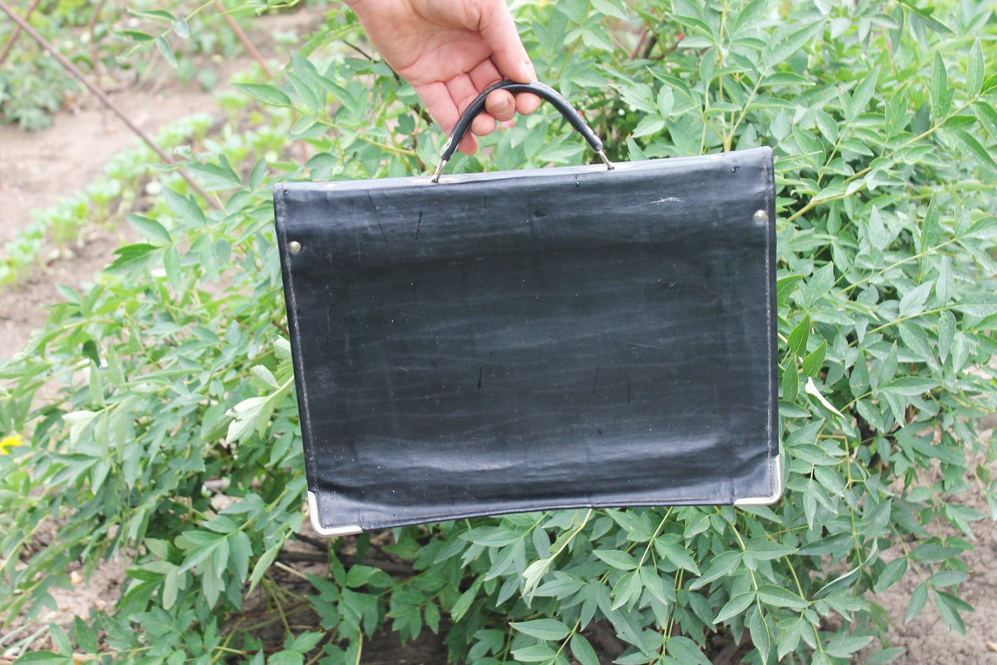 Vintage Soviet Briefcase | Black Faux Leather School Satchel | USSR 1970s Document Bag | Retro Office Bag with Metal Clasp