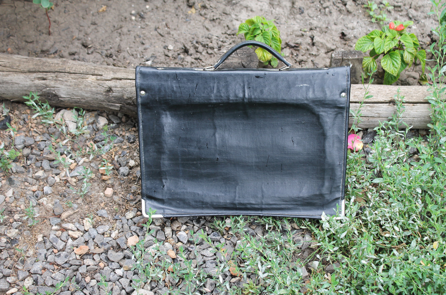 Vintage Soviet Briefcase | Black Faux Leather School Satchel | USSR 1970s Document Bag | Retro Office Bag with Metal Clasp