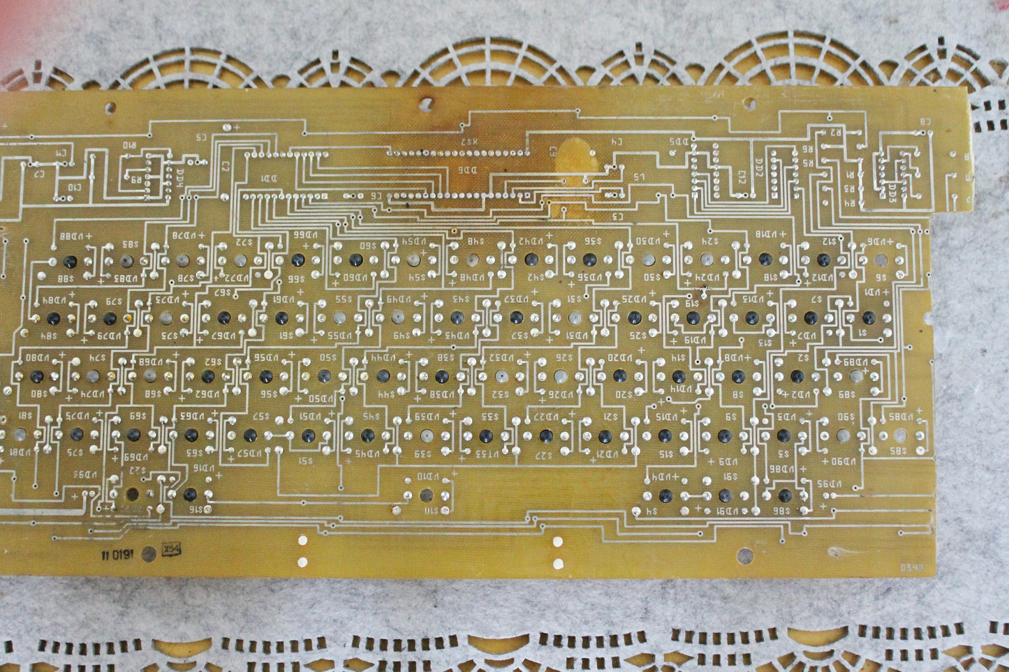 Vintage Soviet Mechanical Keyboard on PCB – Industrial Cyrillic Keyboard with Separate Numeric Keypad – 1970-1980s
