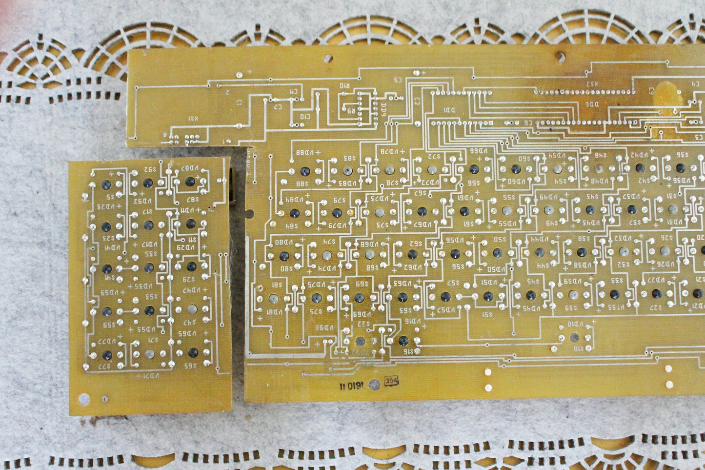 Vintage Soviet Mechanical Keyboard on PCB – Industrial Cyrillic Keyboard with Separate Numeric Keypad – 1970-1980s