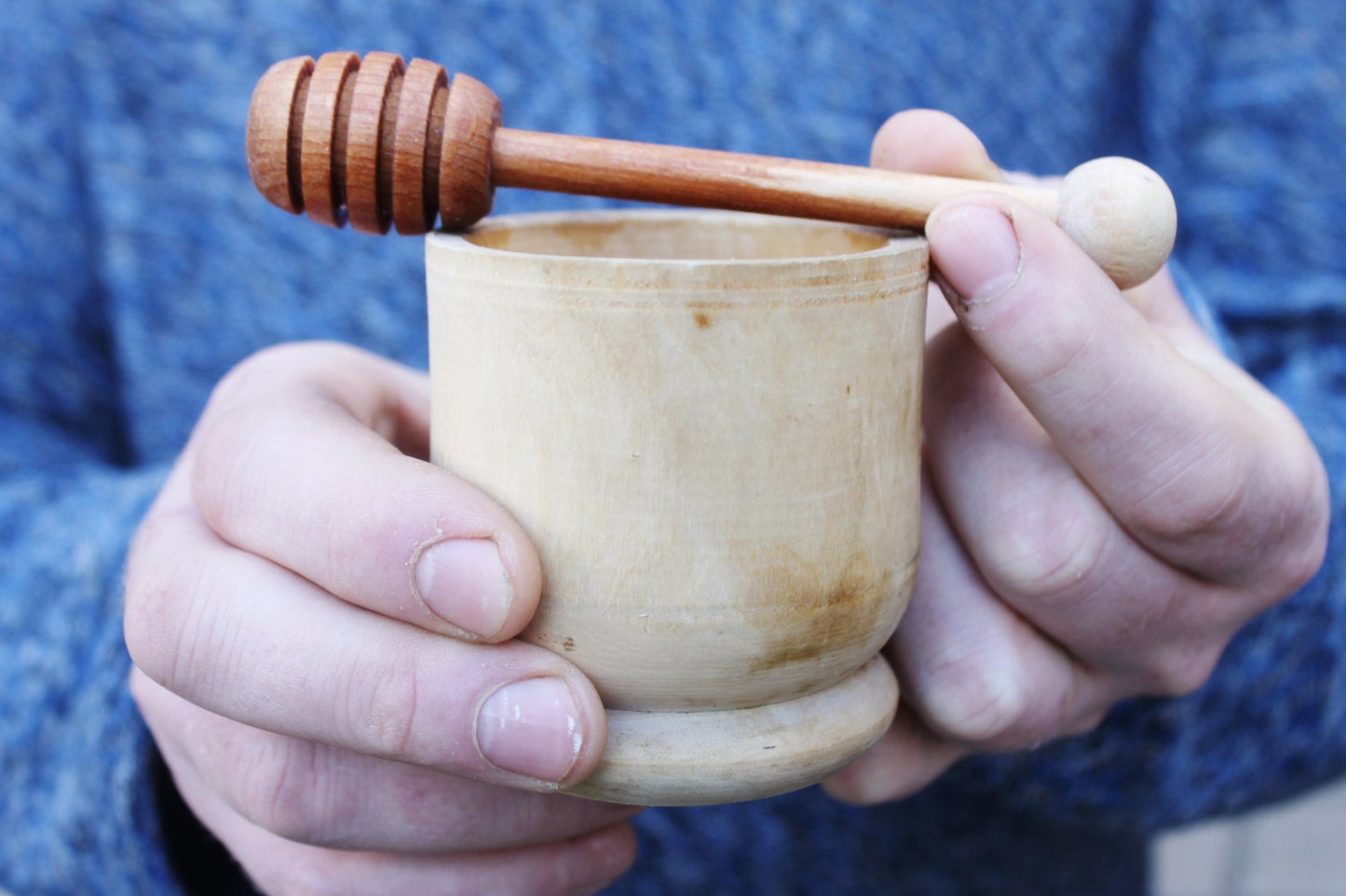 Vintage wooden Mortar & Pestle - Soviet Union / USSR - small mortar