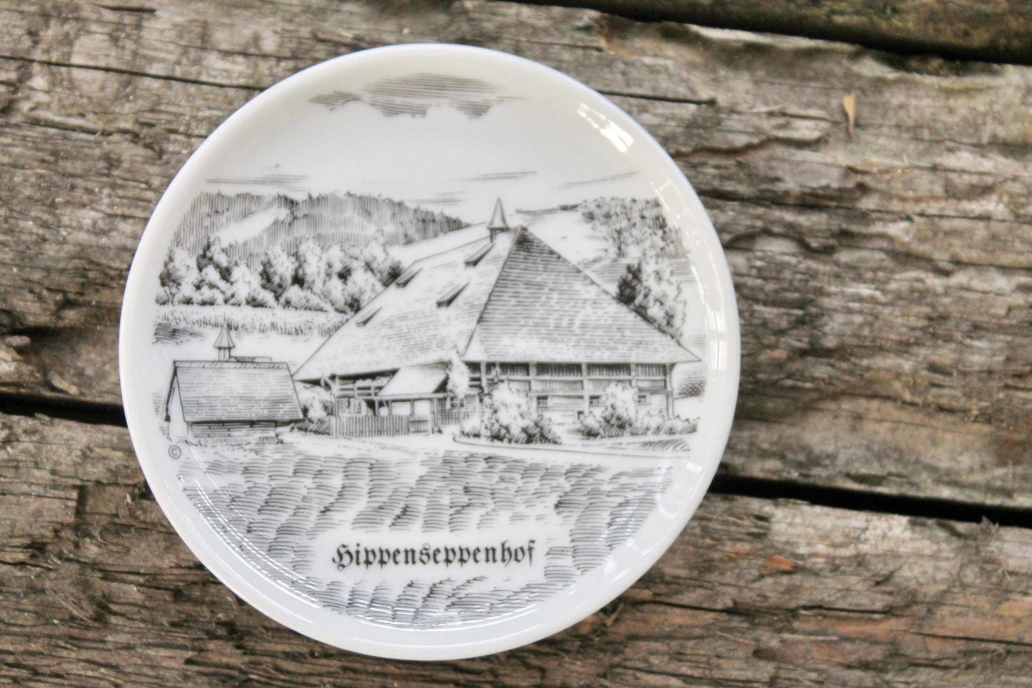 Vintage Restrained decorative trio of porcelain wall plates. Made in Germany. Set of three. Porzella