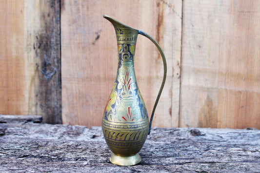 Vintage Indian small copper decorative jug - vintage vase - 1980 - vintage jug - Indian style