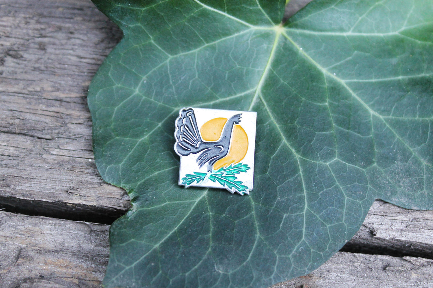 Vintage soviet children's pin badge "A turkey" - fairytale, made in USSR, 1970s