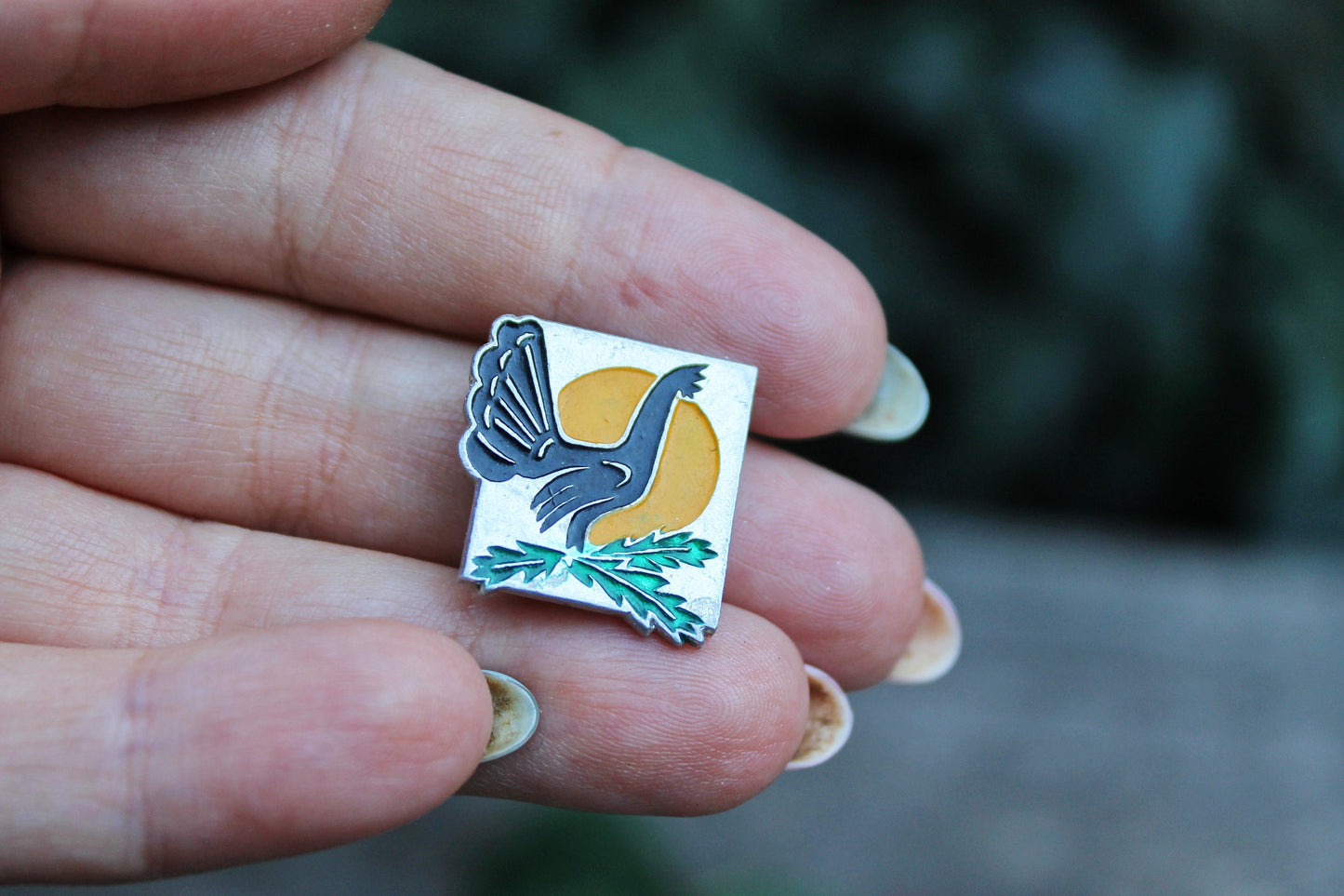 Vintage soviet children's pin badge "A turkey" - fairytale, made in USSR, 1970s