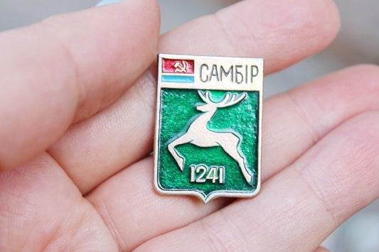 Vintage soviet USSR pin badge Sambir-city 1241 - USSR pin - vintage soviet badge - 1970ss