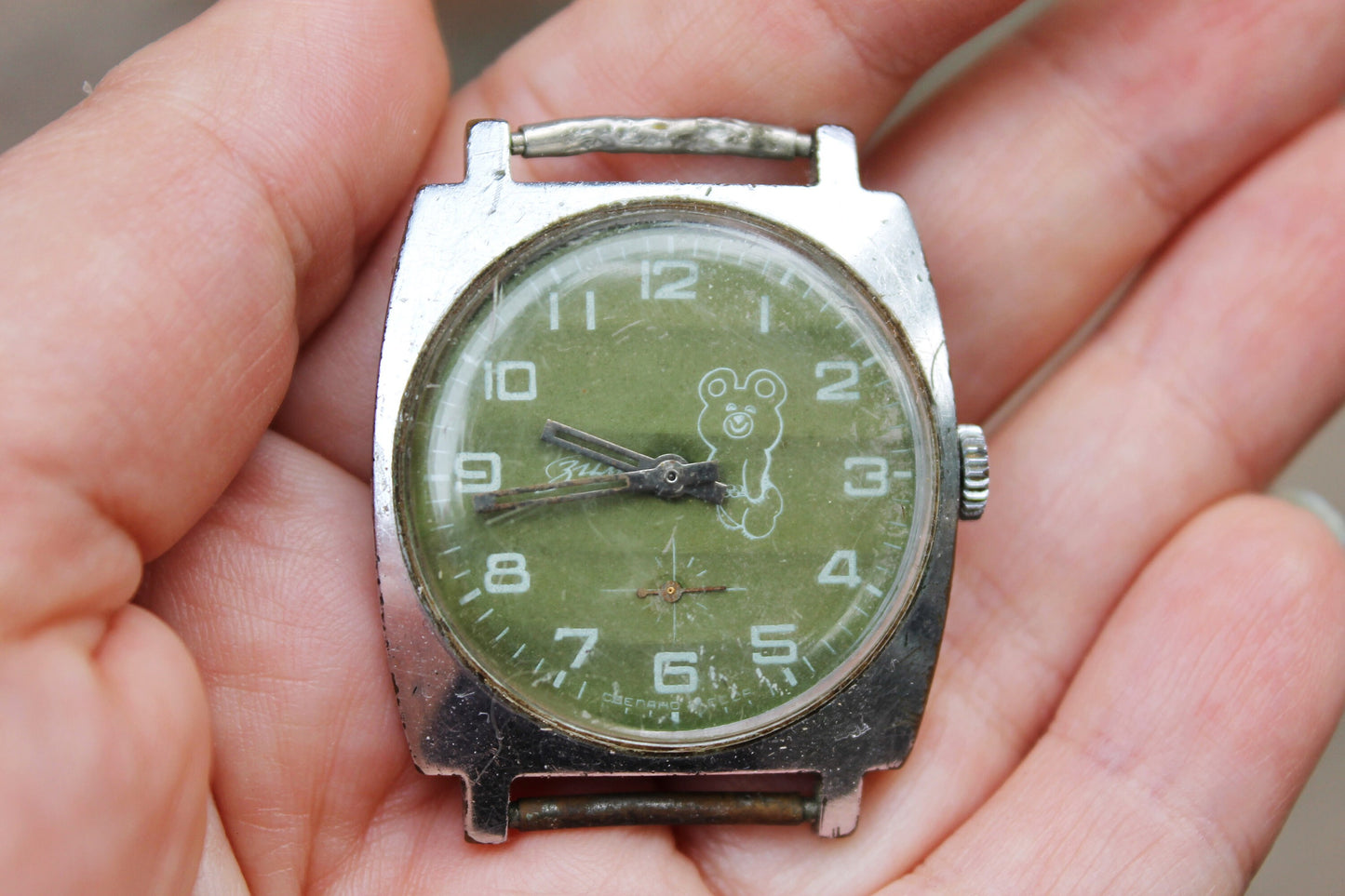 Vintage ussr ZIM watches - Olympic bear - Stainless Steel Vintage Watch from Soviet Union - NOT WORKING - without band