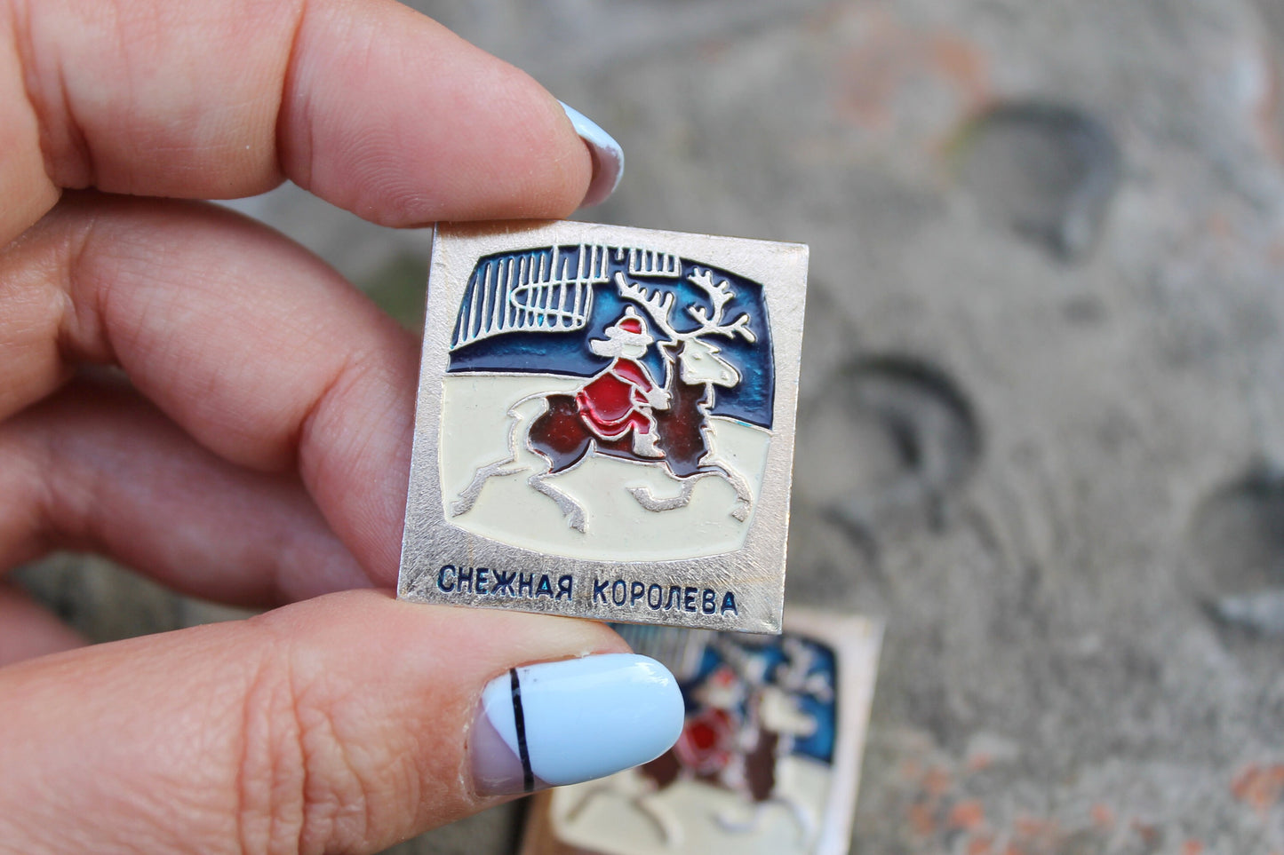 Vintage soviet children's pins badges "The Snow Queen" - fairytale, made in USSR, 1970s