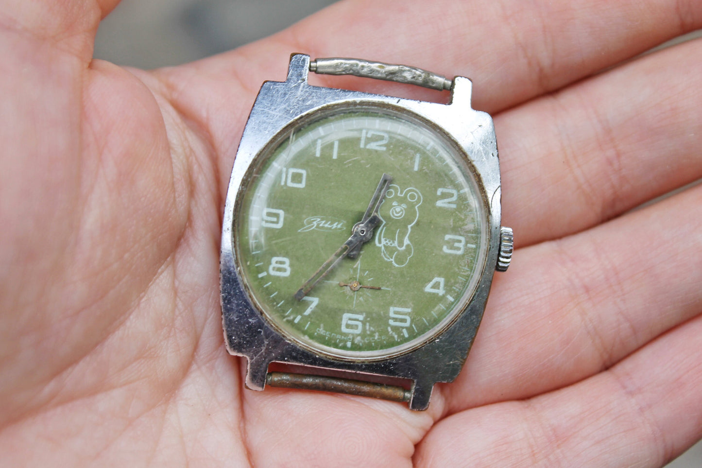 Vintage ussr ZIM watches - Olympic bear - Stainless Steel Vintage Watch from Soviet Union - NOT WORKING - without band