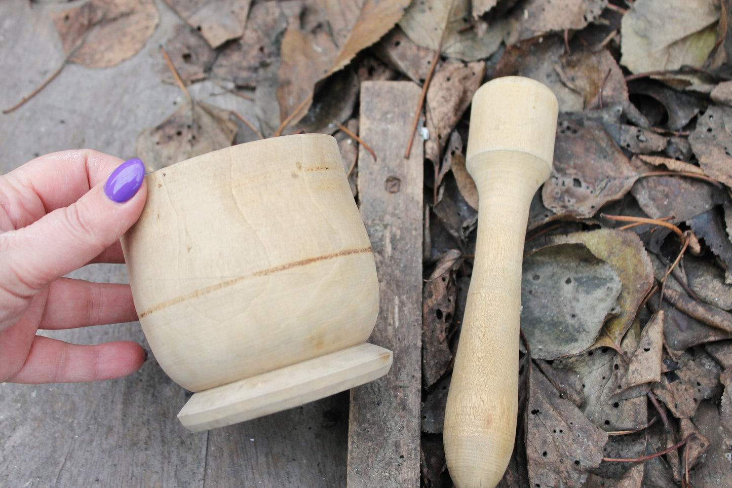 Vintage wooden Mortar & Pestle - Soviet Union - USSR - Ukrainain cookware - 1960s