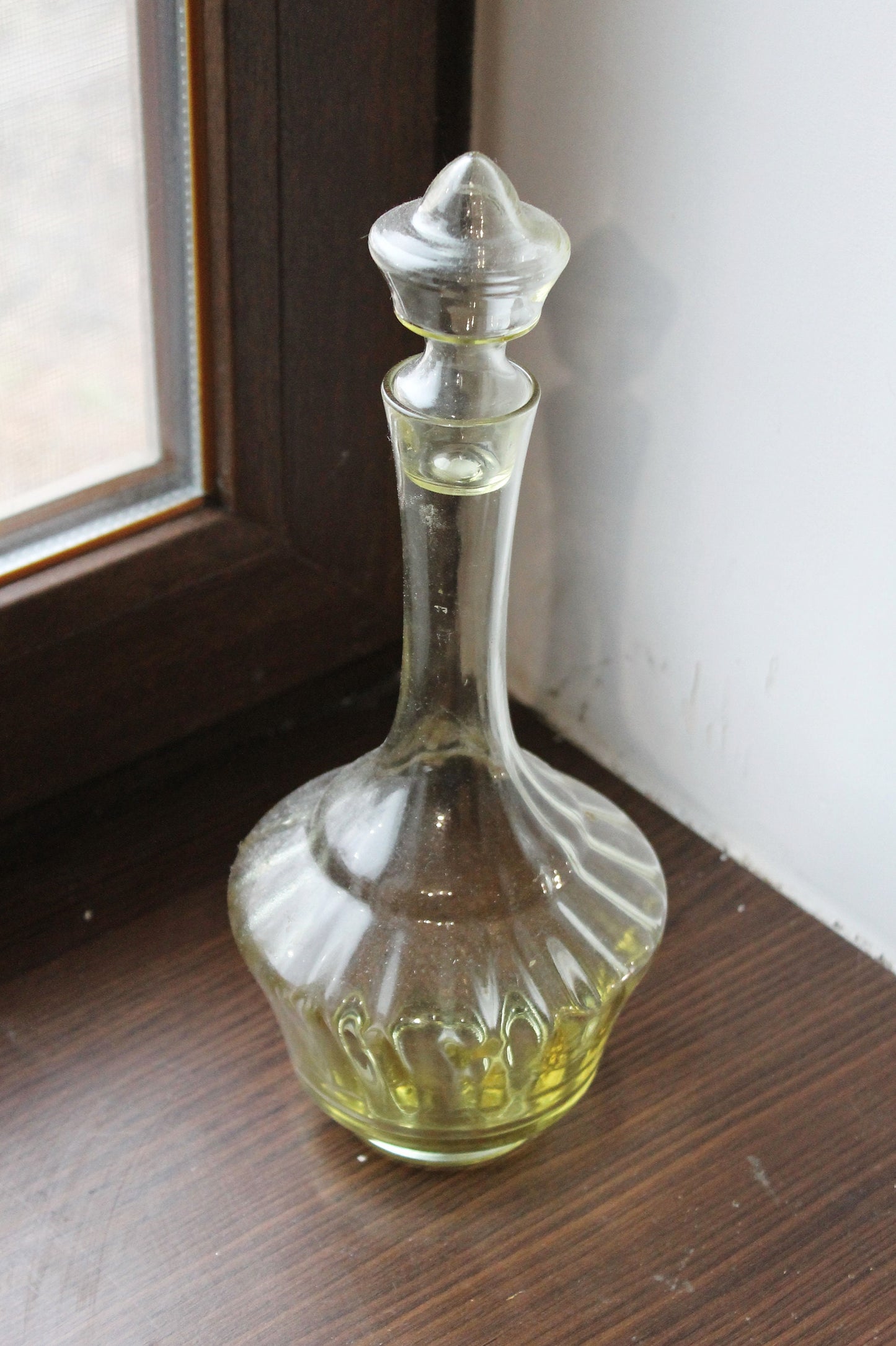 Vintage Carafe - Soviet Glass Wine Bottle - Decanter for Vodka or Wine with a Stopper - USSR Dinnerware - Soviet Whiskey Carafe - 1970s
