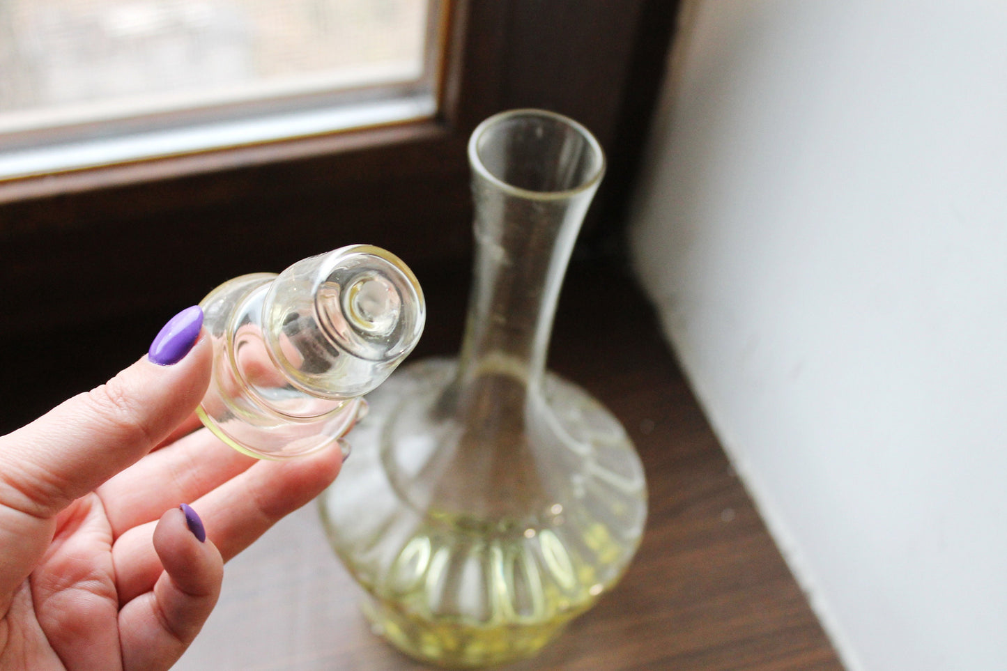 Vintage Carafe - Soviet Glass Wine Bottle - Decanter for Vodka or Wine with a Stopper - USSR Dinnerware - Soviet Whiskey Carafe - 1970s