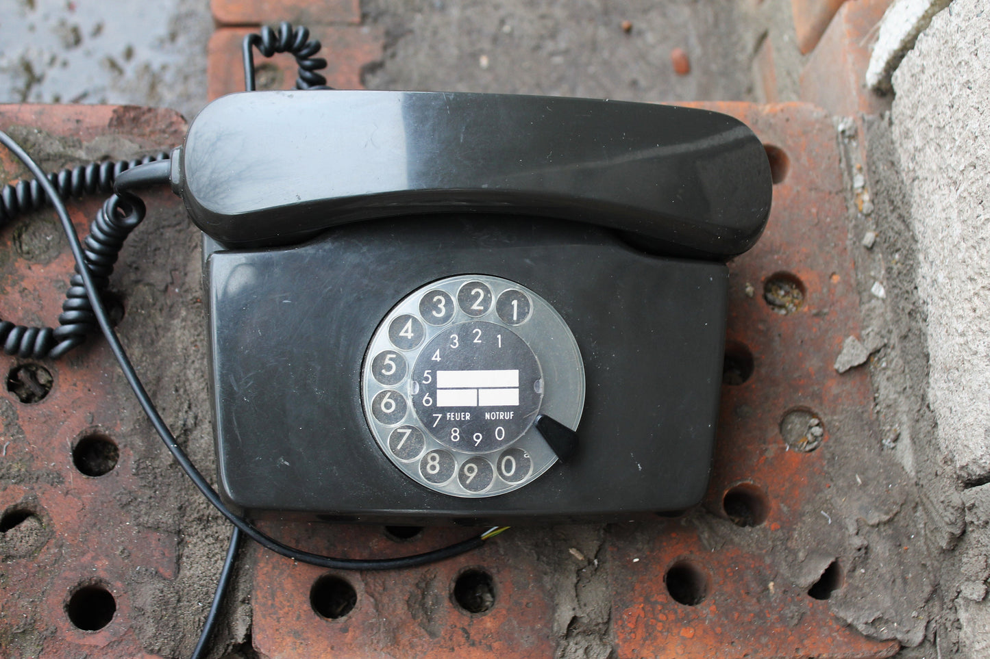 Vintage Soviet rotary black telephone - circle dial rotary phone - vintage phone - Old Dial Desk Phone