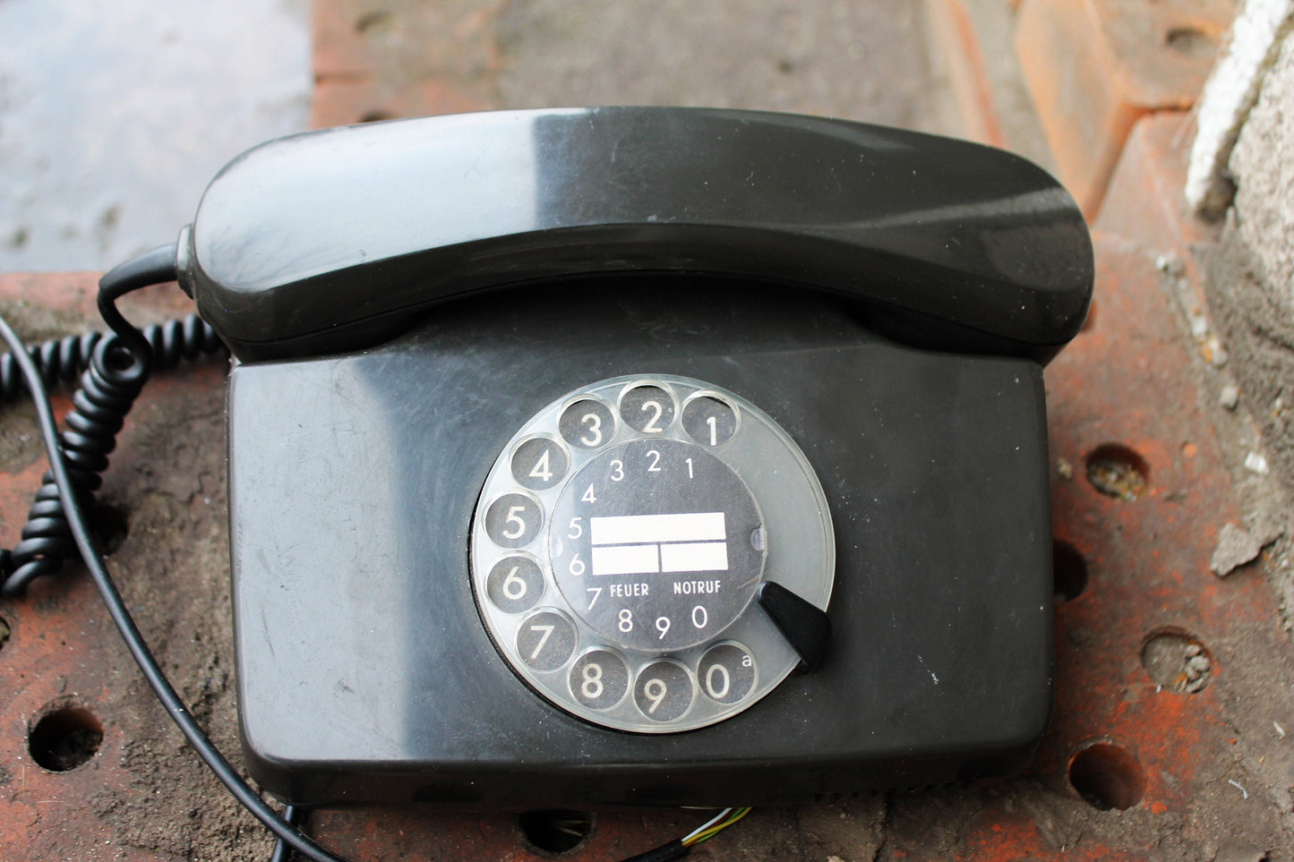 Vintage Soviet rotary black telephone - circle dial rotary phone - vintage phone - Old Dial Desk Phone