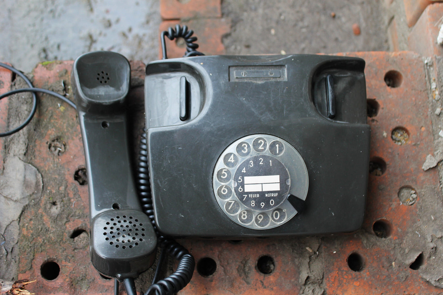 Vintage Soviet rotary black telephone - circle dial rotary phone - vintage phone - Old Dial Desk Phone