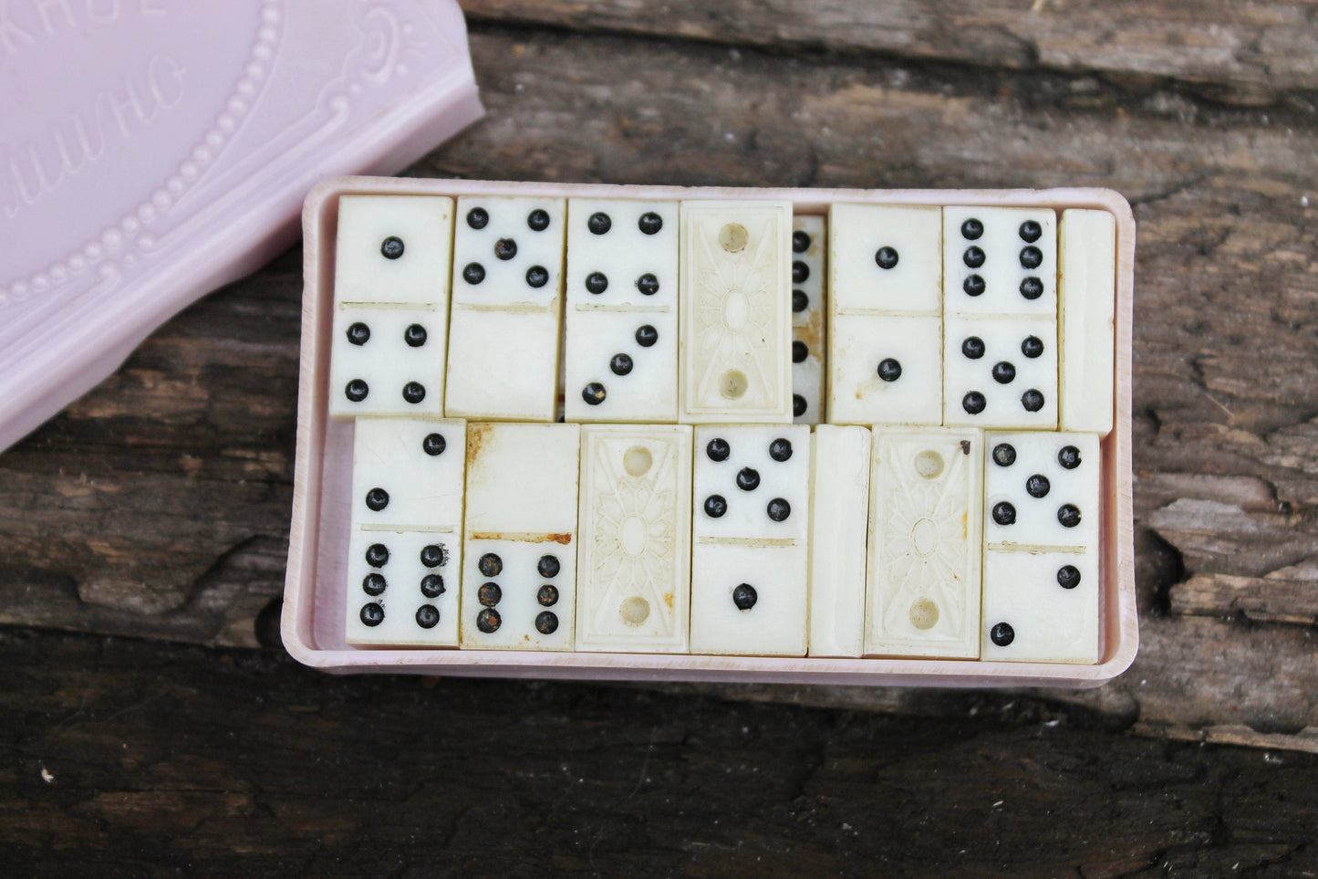 Vintage Dominoes Game - Small road dominoes - Soviet Souvenir - Old Board Game - Plastic Dominoes for Street Game - 1970s