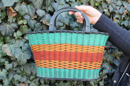 Vintage basket -Go shopping - Made in USSR - Vintage home bag - Plastic basket - Picnic basket - reusable bag - 1970s