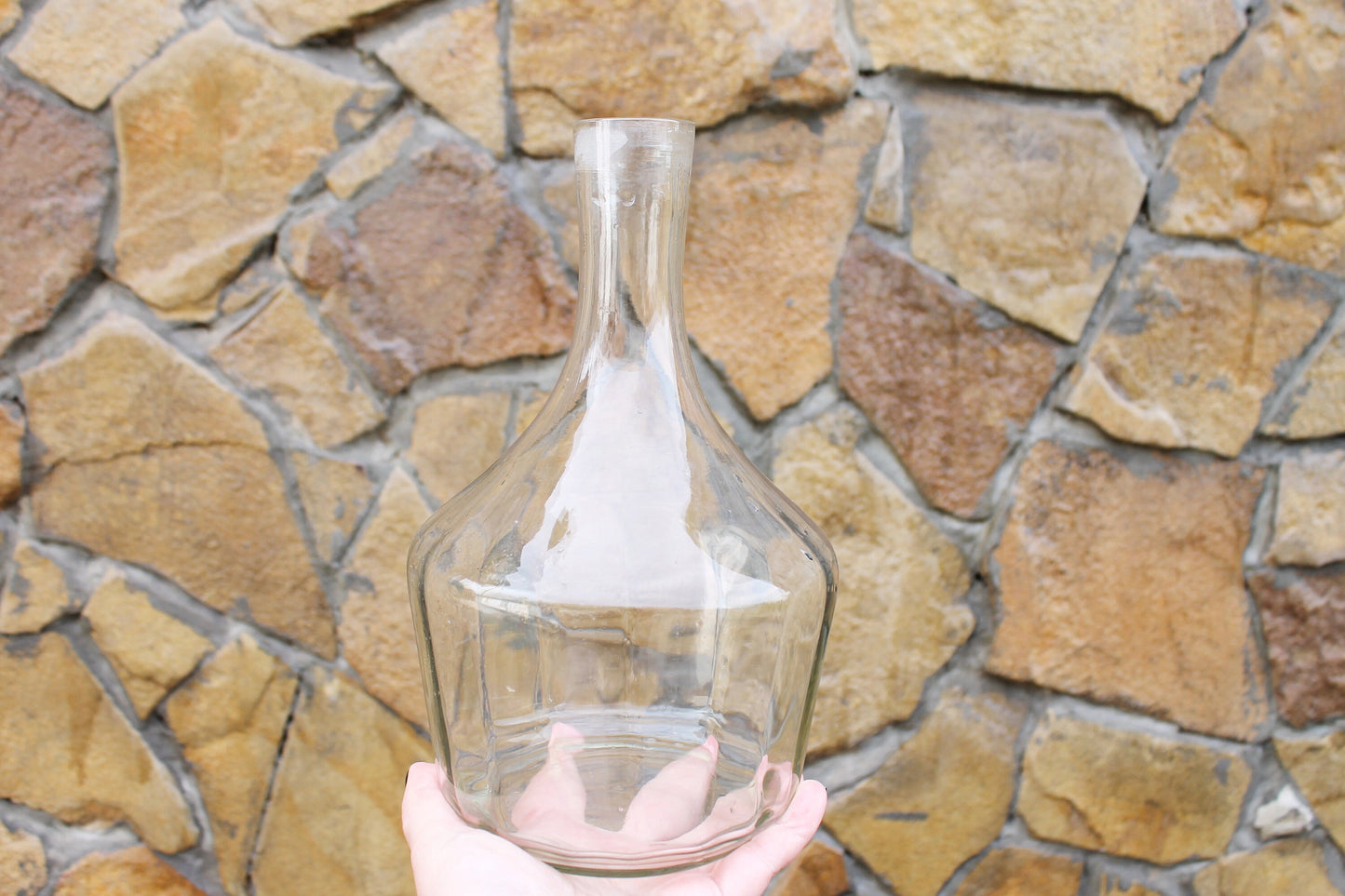Vintage big glass bottle - USSR Carafe - Soviet Glass Wine Bottle - Soviet Whiskey Carafe - 1970s