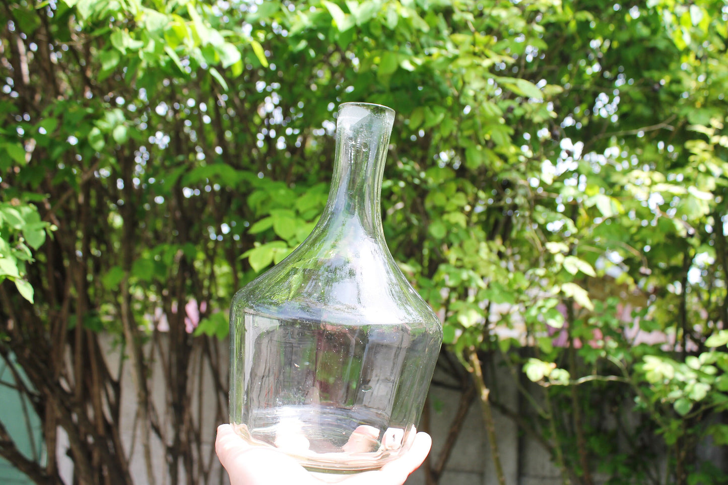 Vintage big glass bottle - USSR Carafe - Soviet Glass Wine Bottle - Soviet Whiskey Carafe - 1970s