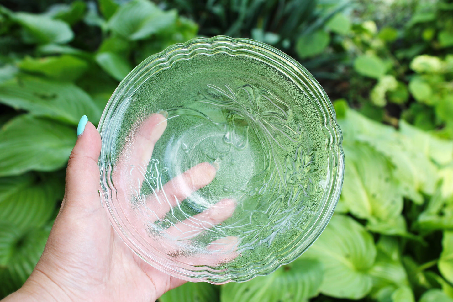 Vintage USSR glass bowl for punch 6.7 inches, Round plate for salad or a vase for sweets - Tableware USSR kitchen - 1970s