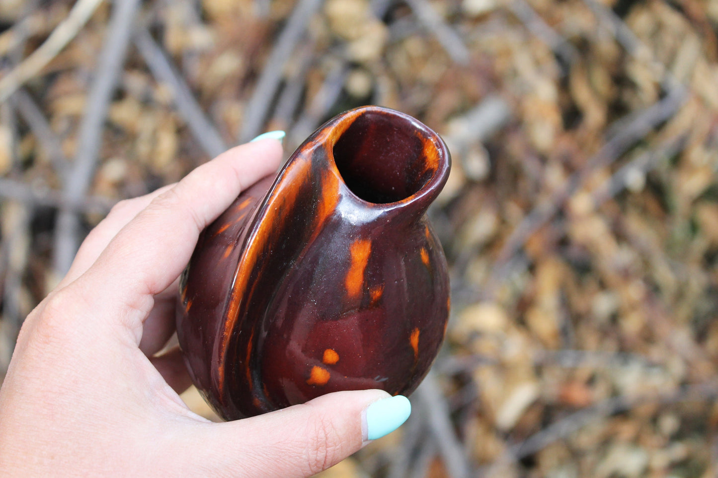 Vintage Brown small Ceramic Vase - 1970s - made in USSR