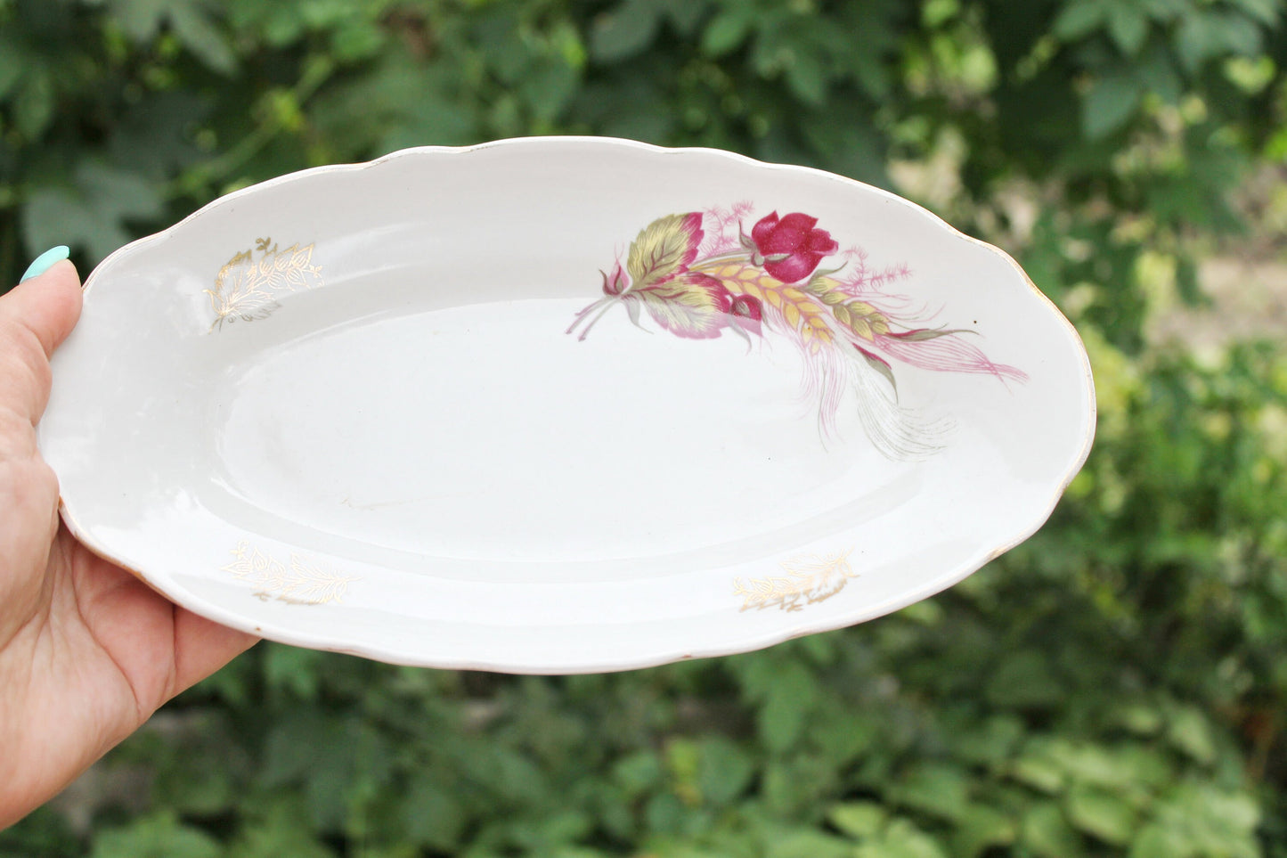 Platter Oval Plate 10.2 inches - Vintage Ceramic Dish Porcelain - Made in USSR 1962-1972 - Soviet vintage Bowl - Korosten porcelain factory