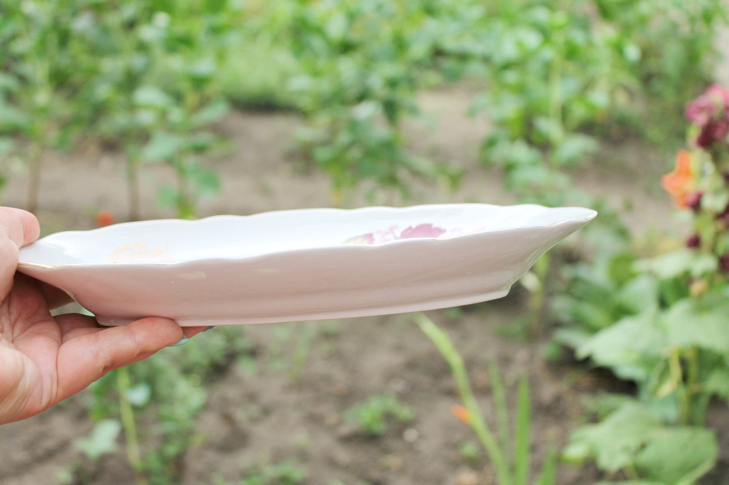 Platter Oval Plate 10.2 inches - Vintage Ceramic Dish Porcelain - Made in USSR 1962-1972 - Soviet vintage Bowl - Korosten porcelain factory
