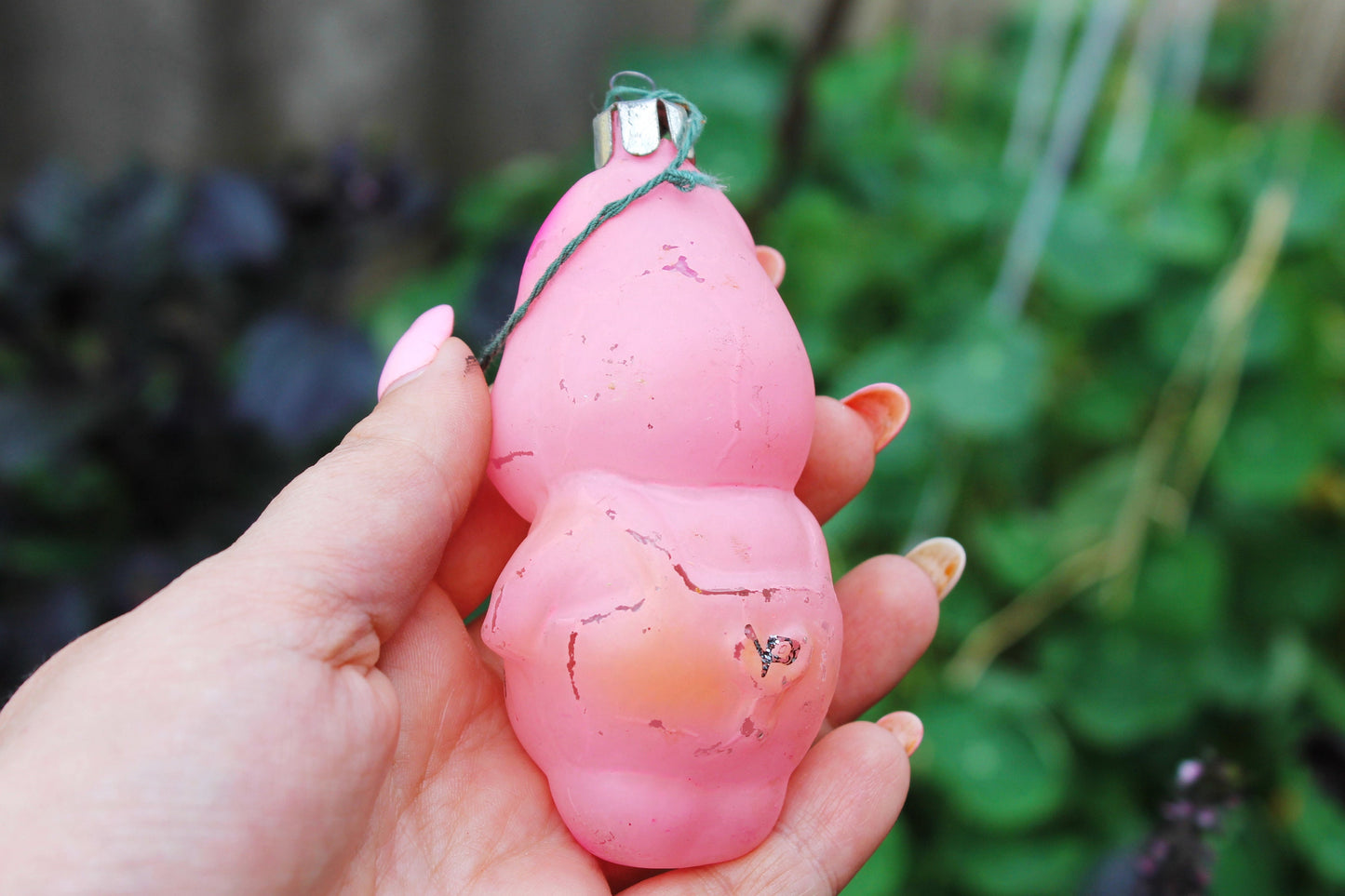 Piggy Christmas tree toy decoration 3.9 inches - Piggy Soviet vintage - Christmas - New Year Glass Ornament, Made in USSR - 1980s