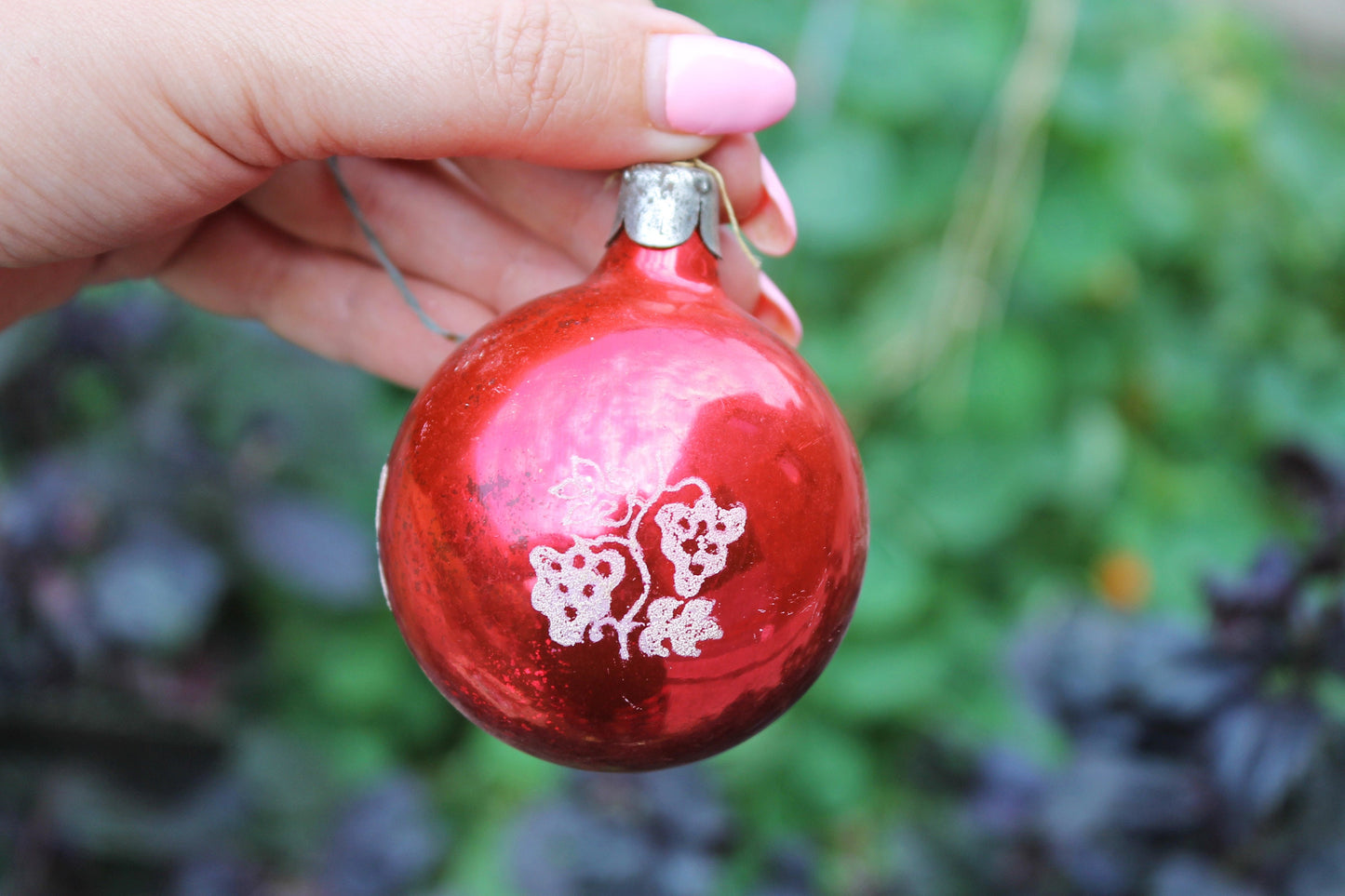 Christmas tree ball ornament 2.4 inches - Soviet vintage - Christmas - New Year Glass Ornament, Made in USSR - 1970s