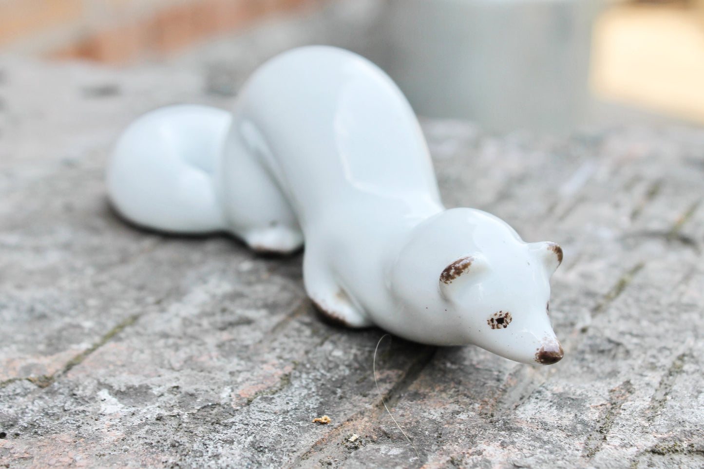 Weasel soviet porcelain figurine 5.5 inches. Polonsky factory of art ceramics USSR - USSR decor - Ukrainain porcelain