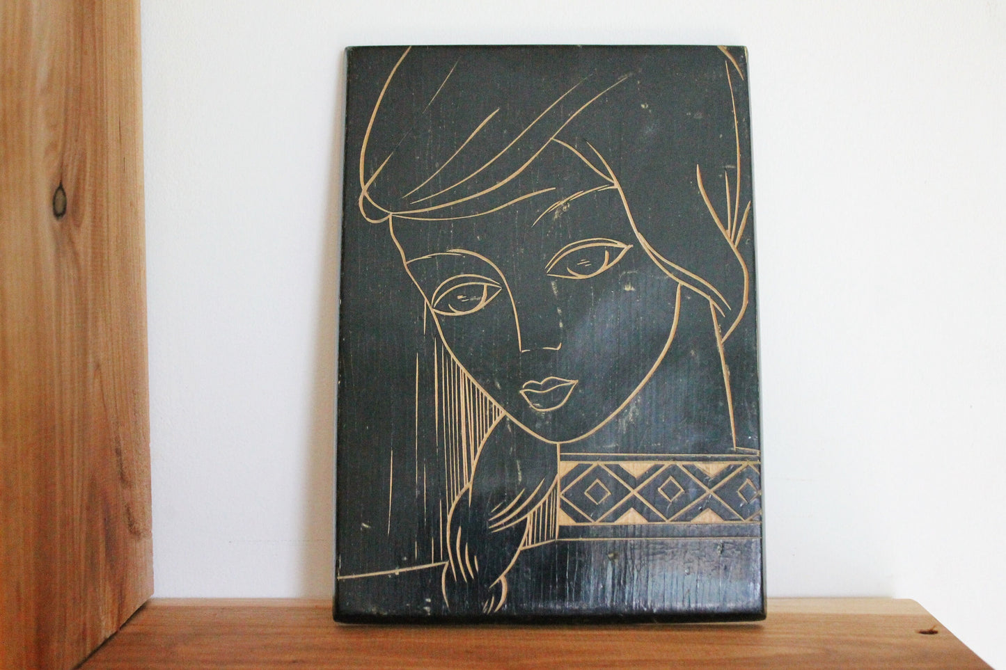 Soviet Ukraine wooden wall hanging - Women - Wooden wall decor - Carved wooden picture - Home decor USSR era - 1968