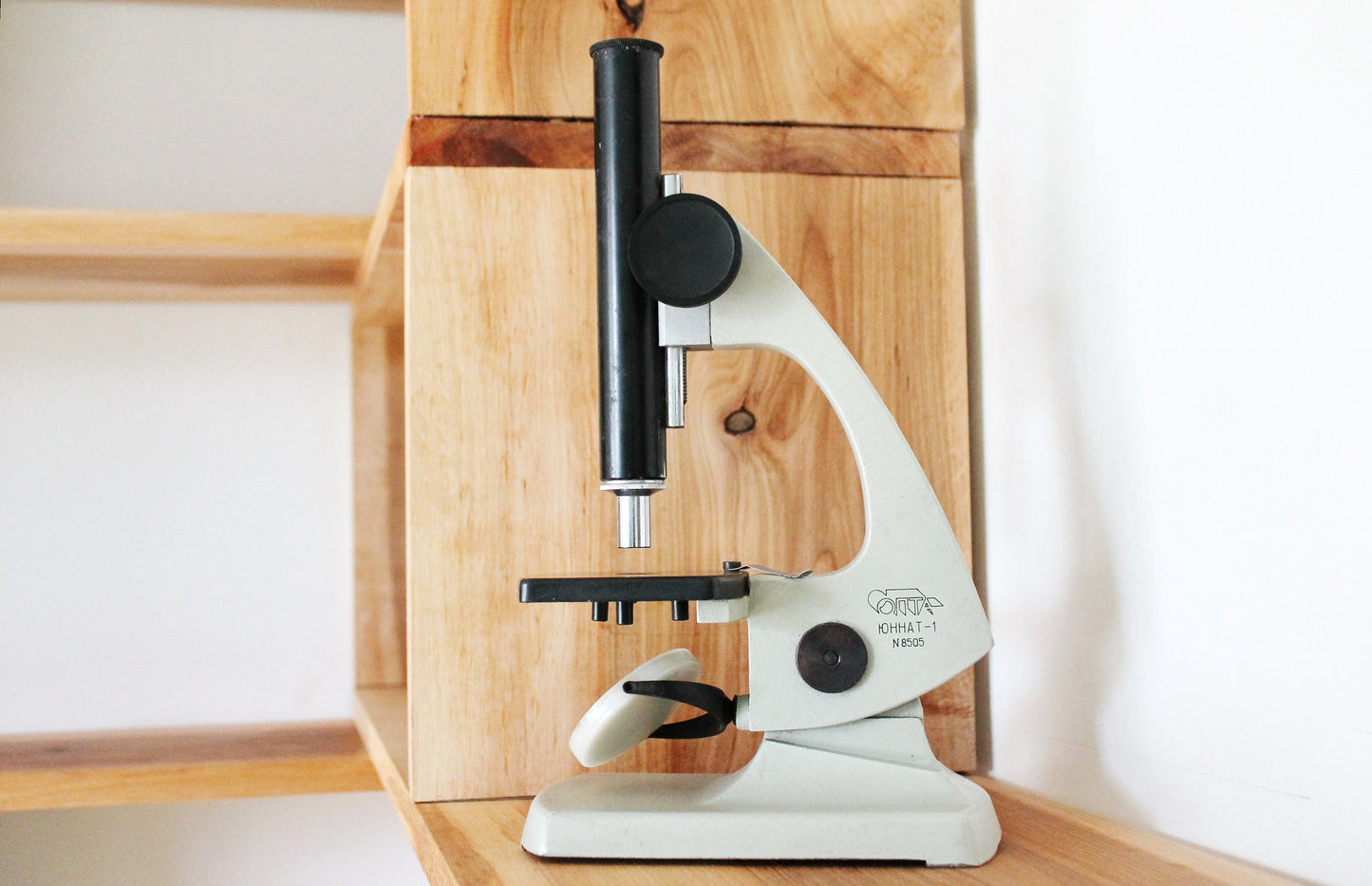 Soviet Vintage School Microscope JunNat-1 optical instrument made in USSR - 1980s - Ukrainian vintage