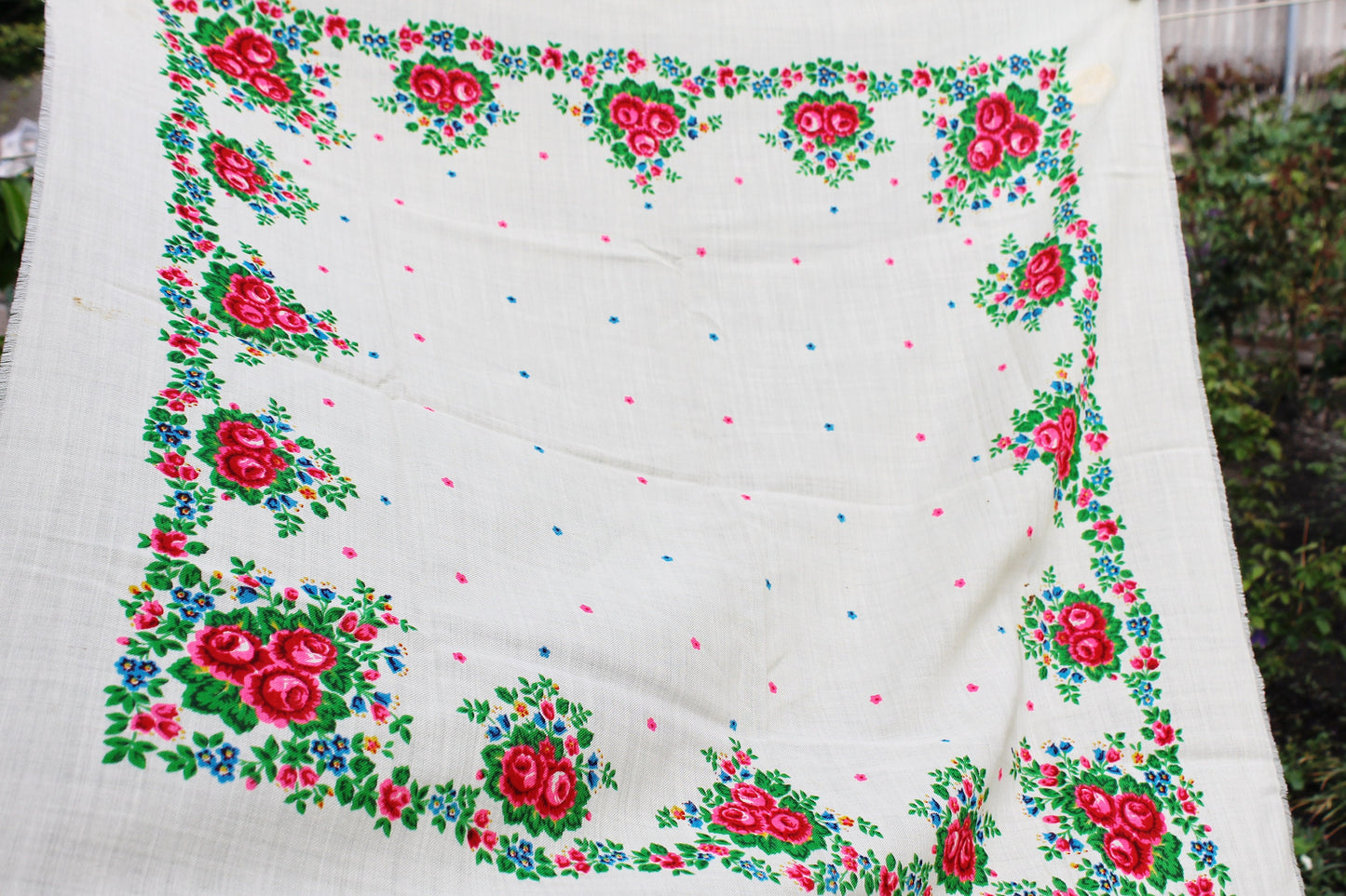 Beautiful unused roses wool head scarf - 32 inch - Soviet vintage-made in USSR - Babushka's head scarf - 1970s - Gypsy Shawl, Ethnic Scarf