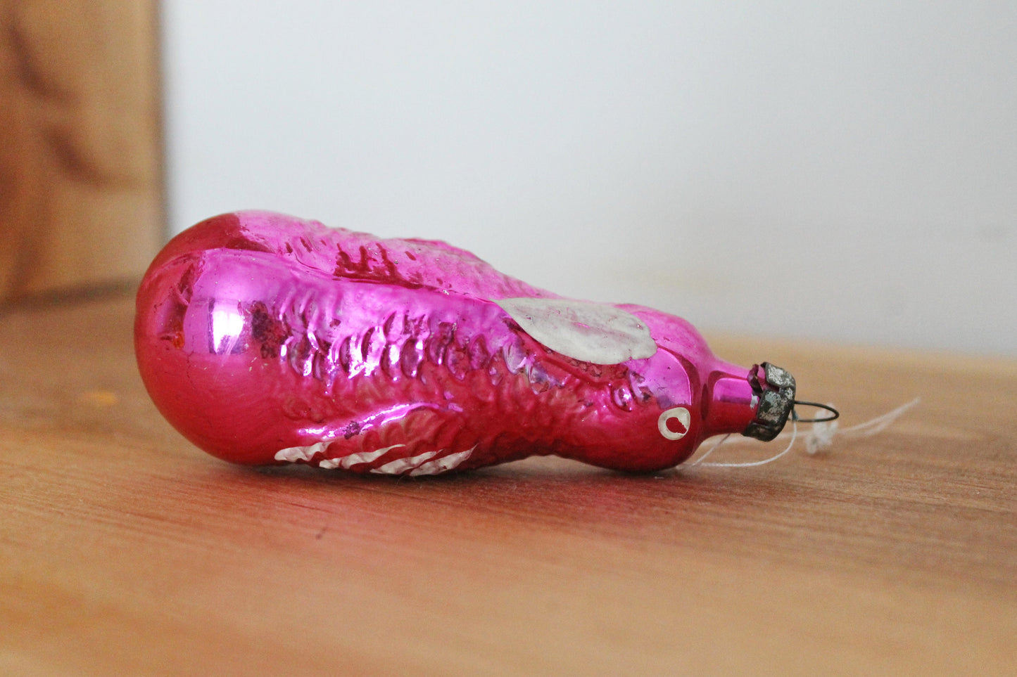 Parrot, bird (pink) Christmas tree toy decoration 3.5 inches - Christmas - New Year Glass Ornament, Made in USSR - 1970s