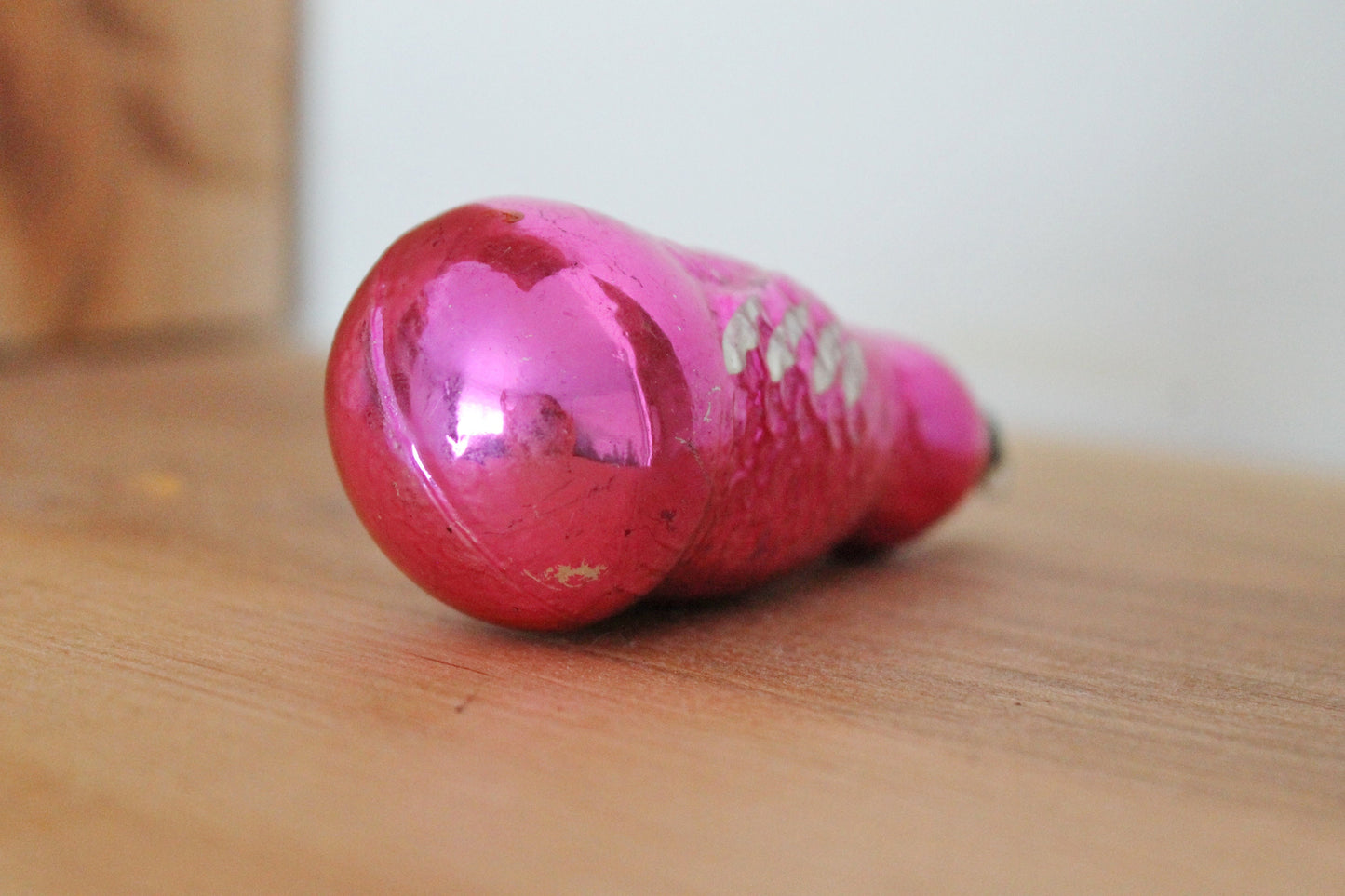 Parrot, bird (pink) Christmas tree toy decoration 3.5 inches - Christmas - New Year Glass Ornament, Made in USSR - 1970s
