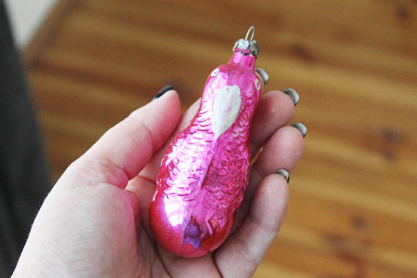 Parrot, bird (pink) Christmas tree toy decoration 3.5 inches - Christmas - New Year Glass Ornament, Made in USSR - 1970s