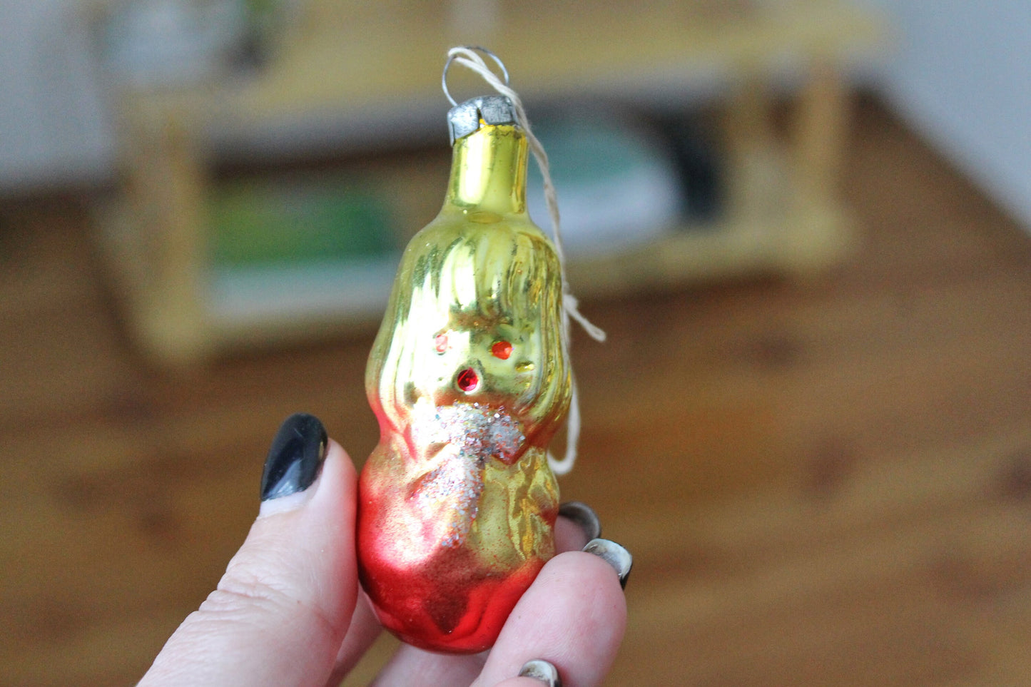 A Girl - Christmas tree toy decoration - 3 inches - Girl toy Soviet vintage - Christmas - New Year Glass Ornament, Made in USSR - 1970s